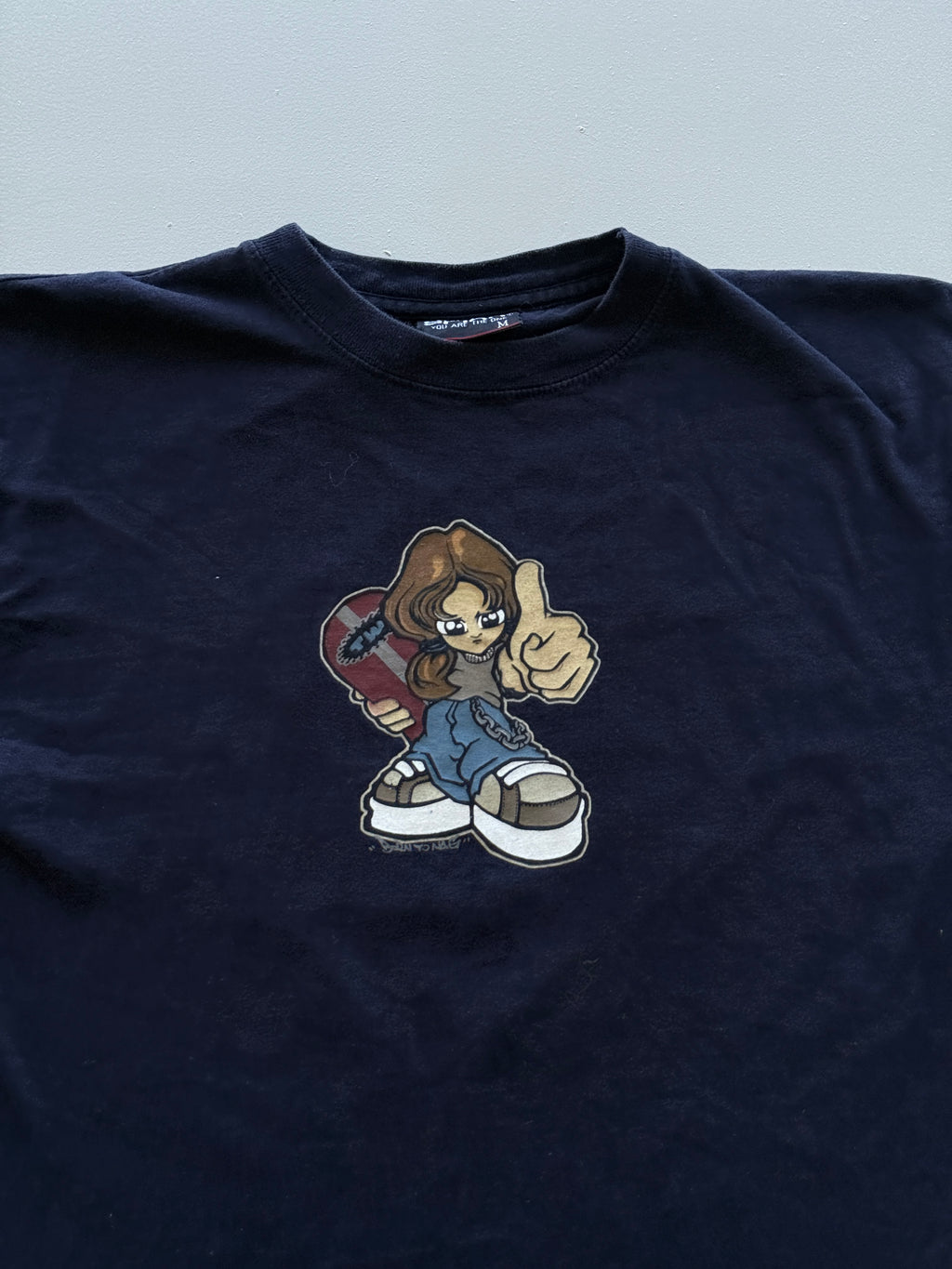 Navy Spirit Y2K Vintage Skate Graphic T-Shirt - Small