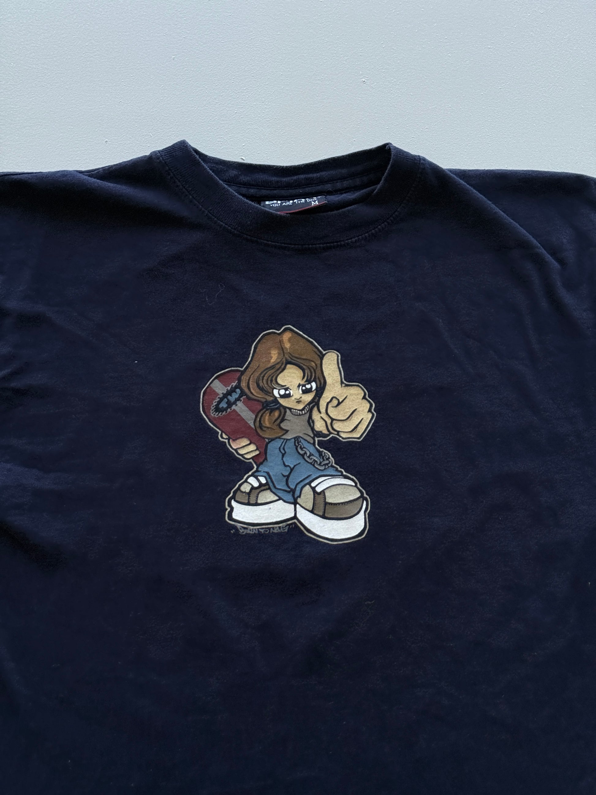 Navy Spirit Y2K Vintage Skate Graphic T-Shirt - Small