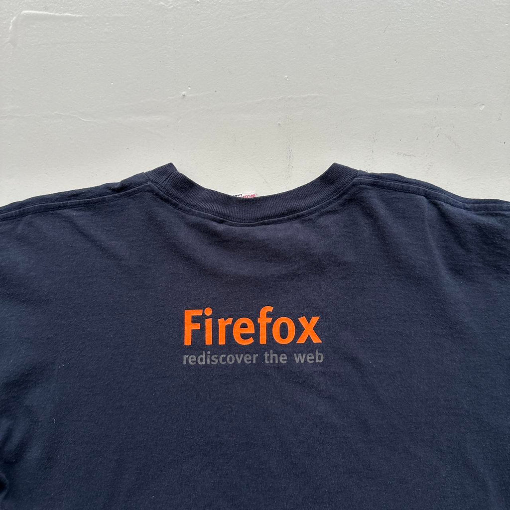 Navy Mozilla Firefox 00s Vintage Graphic T-Shirt - Large