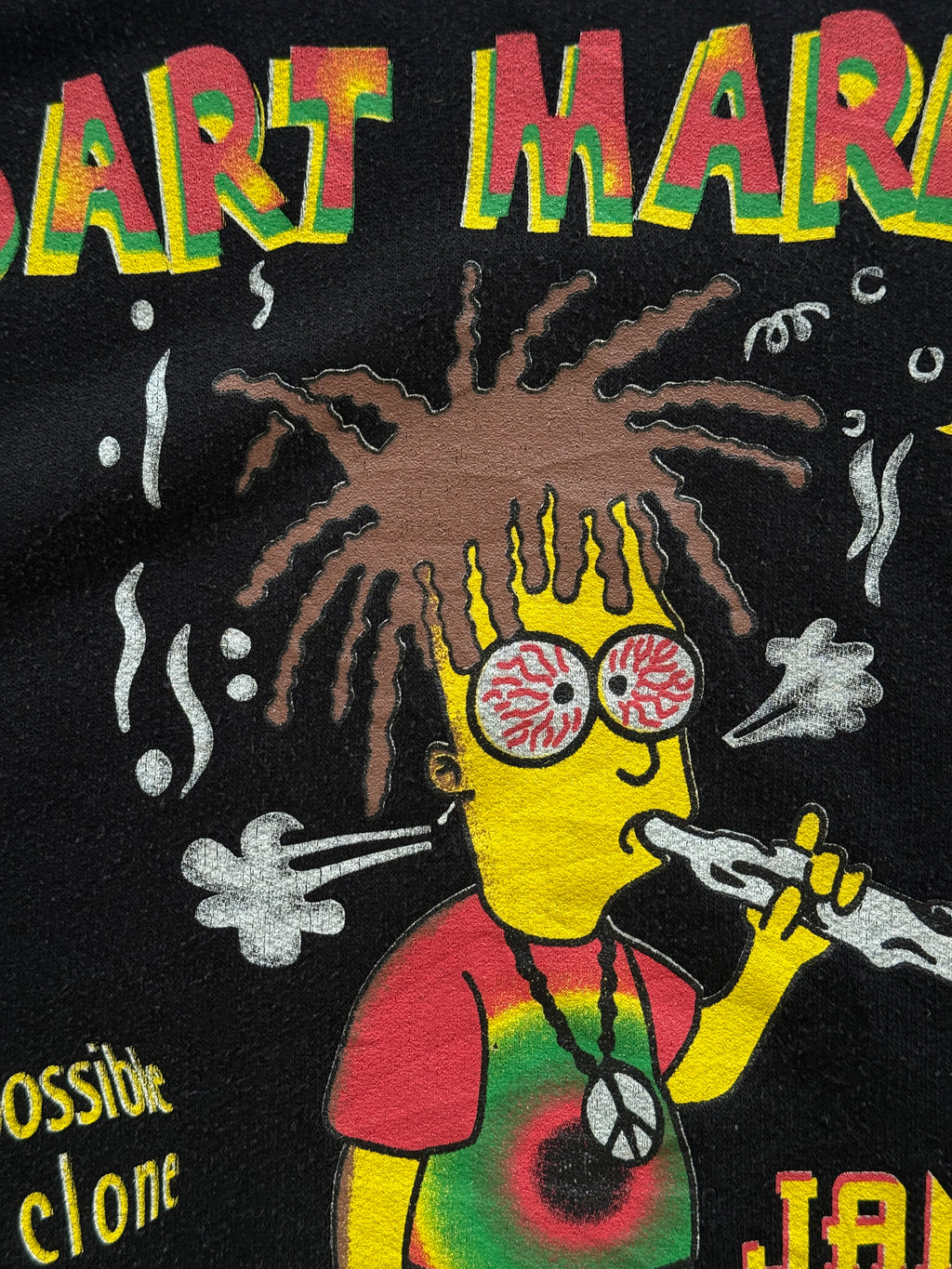 Bart Marley Simpsons Jamaica Forever 90's Vintage Graphic Sweatshirt - Large
