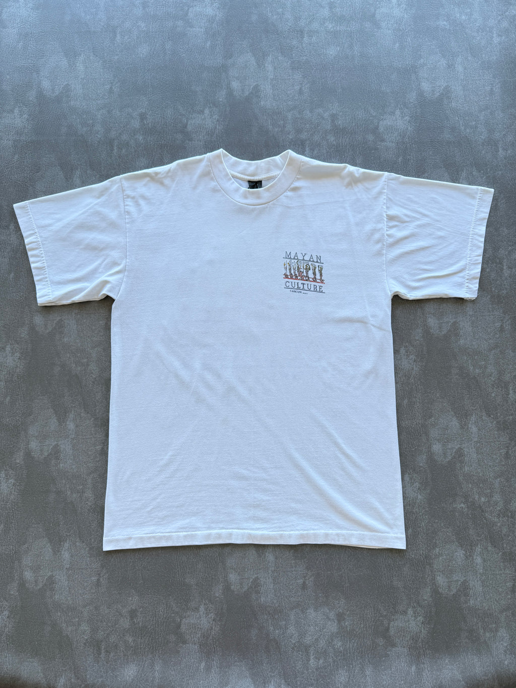 White Mayan Culture Cancun Mexico 90's Vintage Tourist Graphic T-Shirt - Large