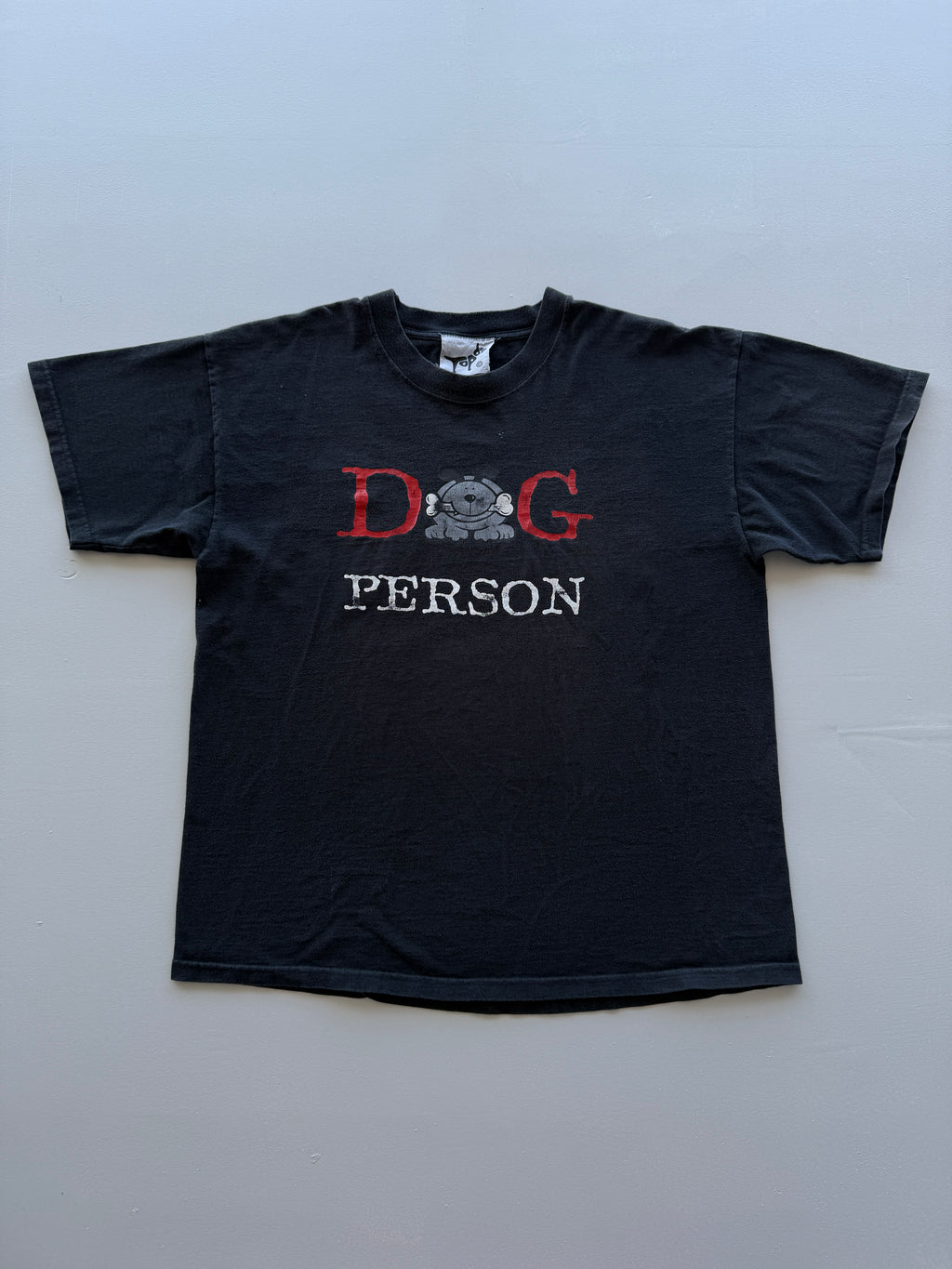 Black Dog Person 90's Vintage Graphic T-Shirt - Large