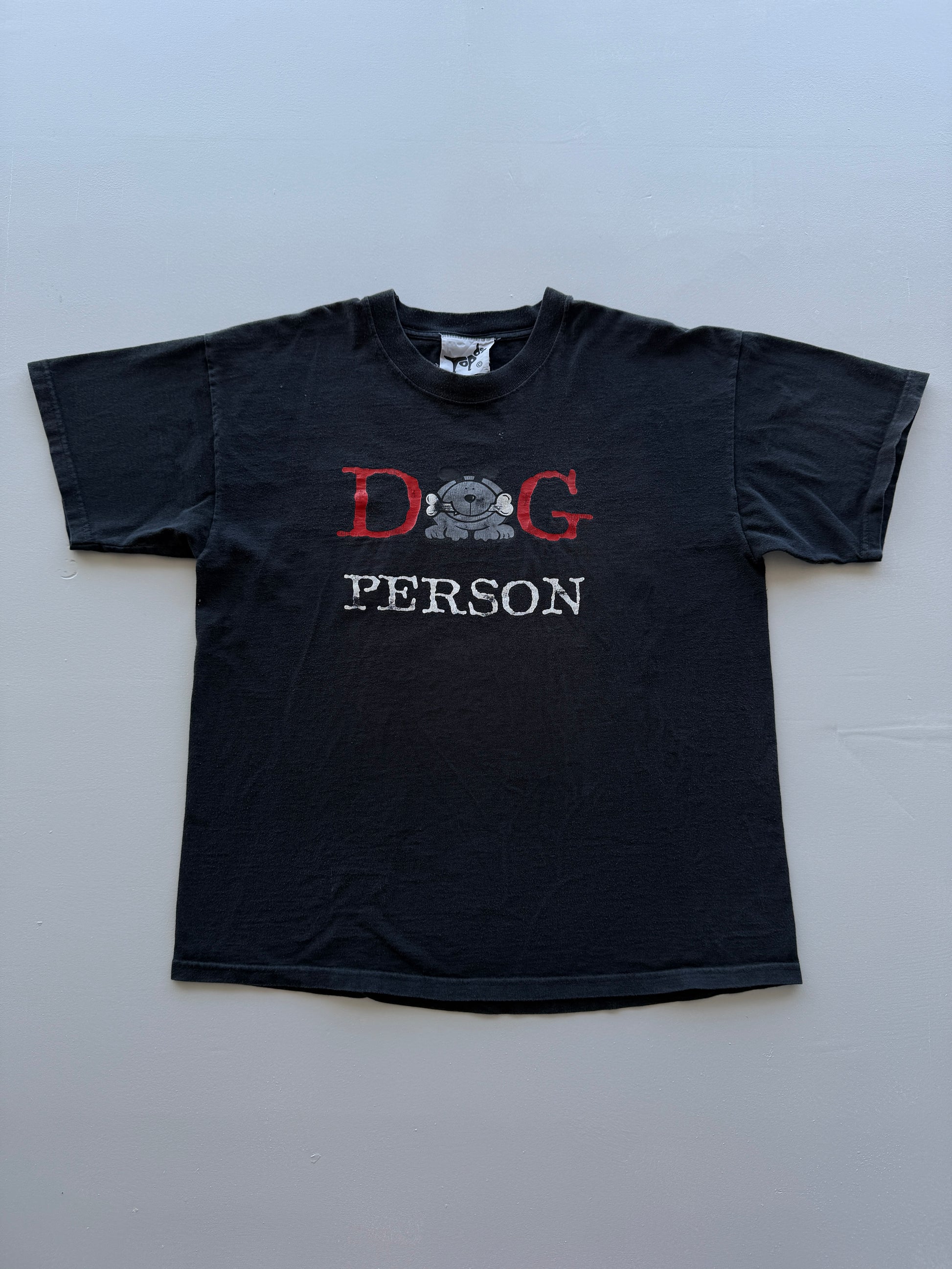 Black Dog Person 90's Vintage Graphic T-Shirt - Large