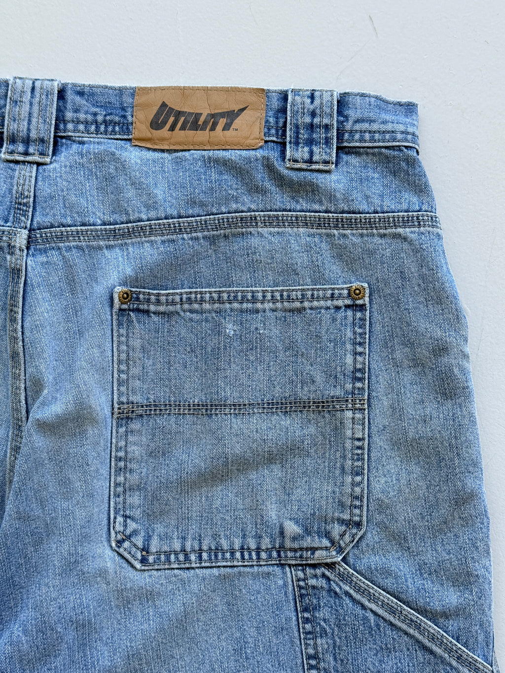 Light Blue Utility 90's Vintage Baggy Carpenter Denim Shorts - W38 x L11.5