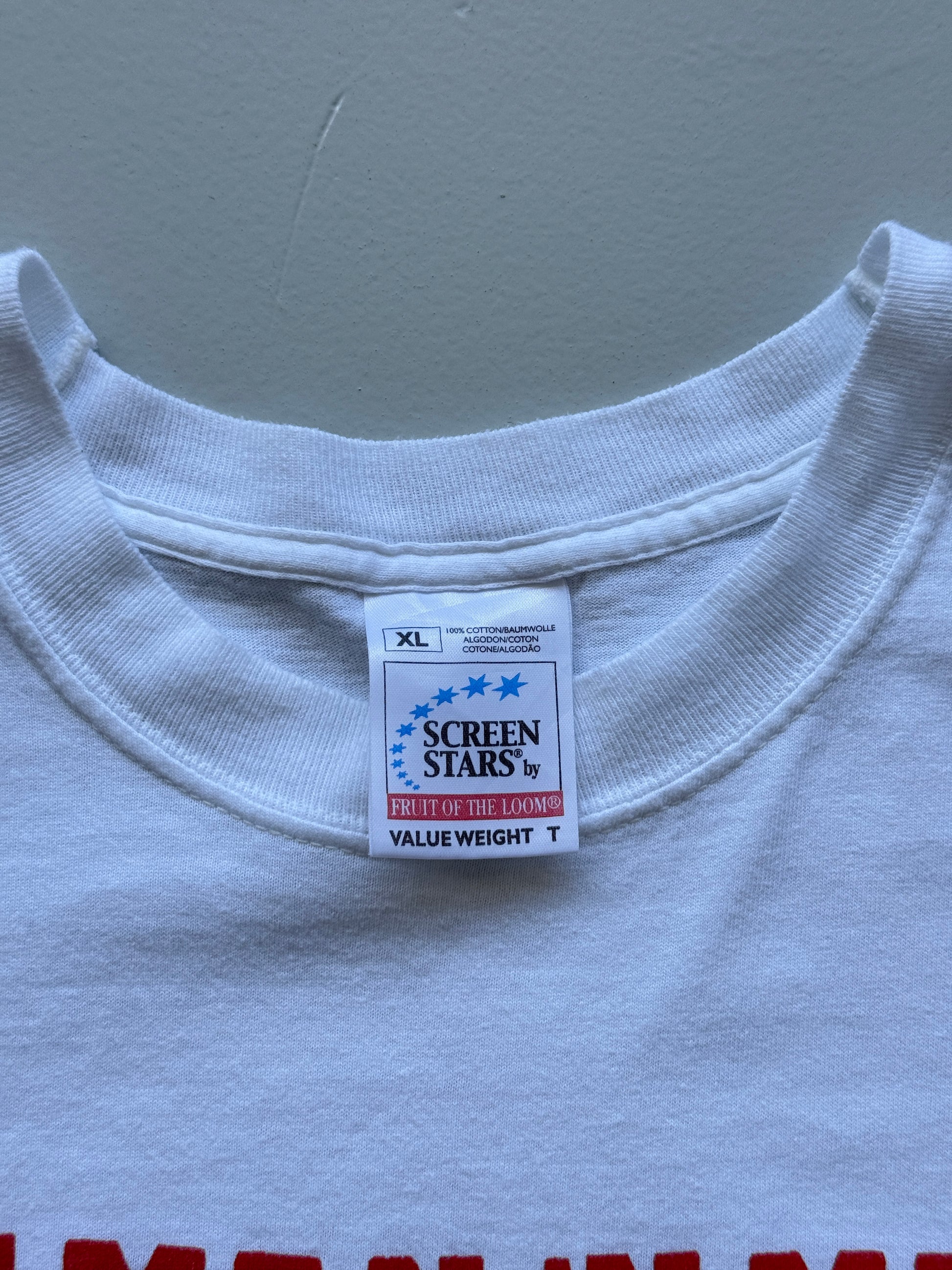 White Dutch Union FNV CNV HZC Car Cartoon 90's Vintage Graphic T-Shirt - XL