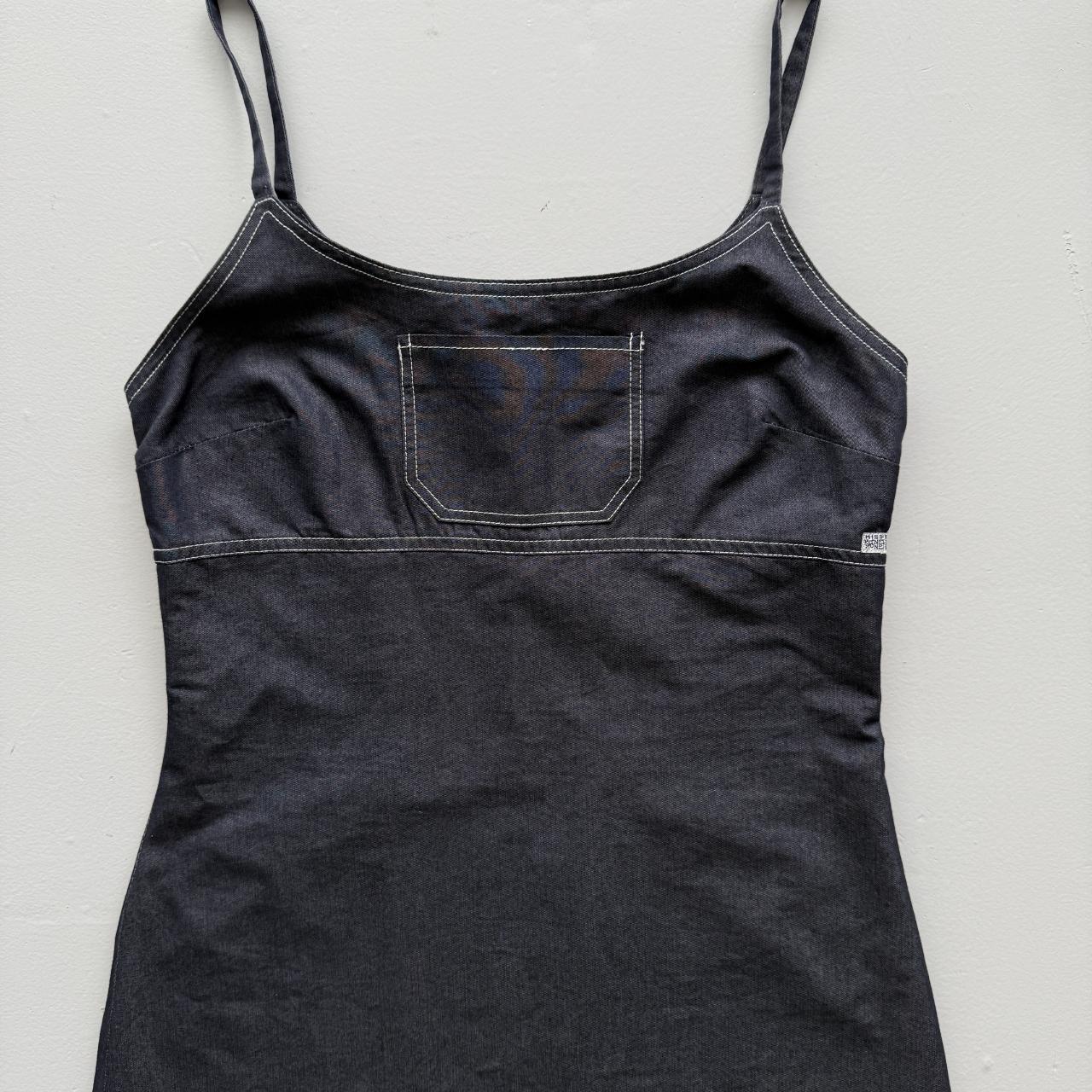 Women's Black / Dark Navy Denim Spaghetti Strap Mini Dress - Size 8