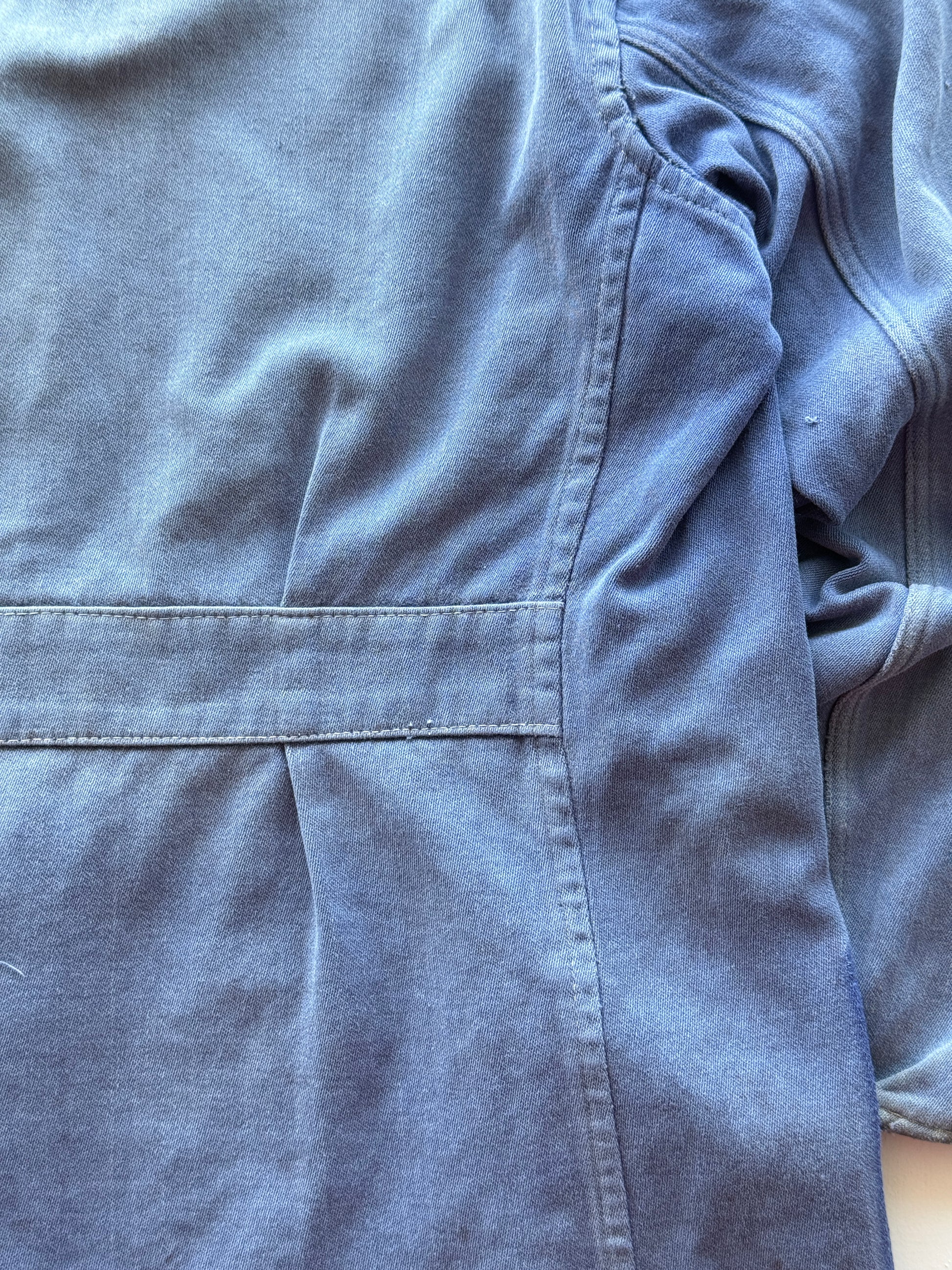 Blue French Chore Jacket 80's Vintage Thrashed Workwear - Medium