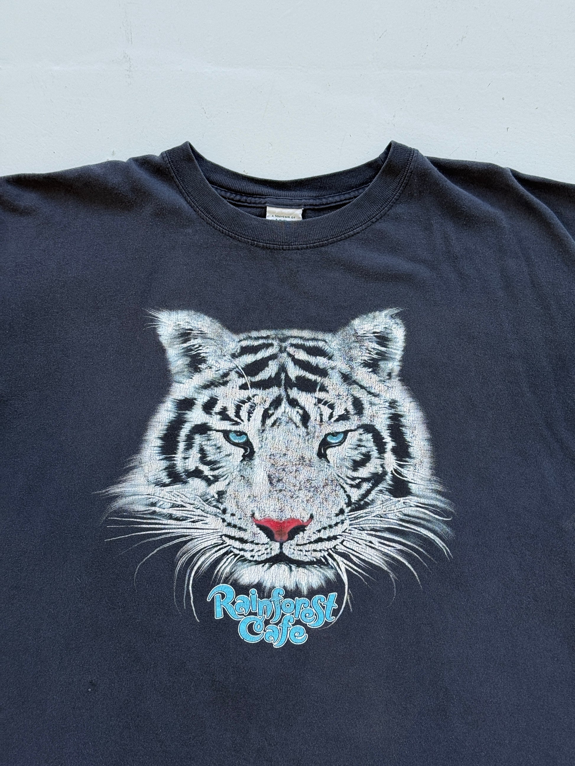 Black Faded Rainforest Cafe 00's Vintage Graphic T-Shirt - XXL