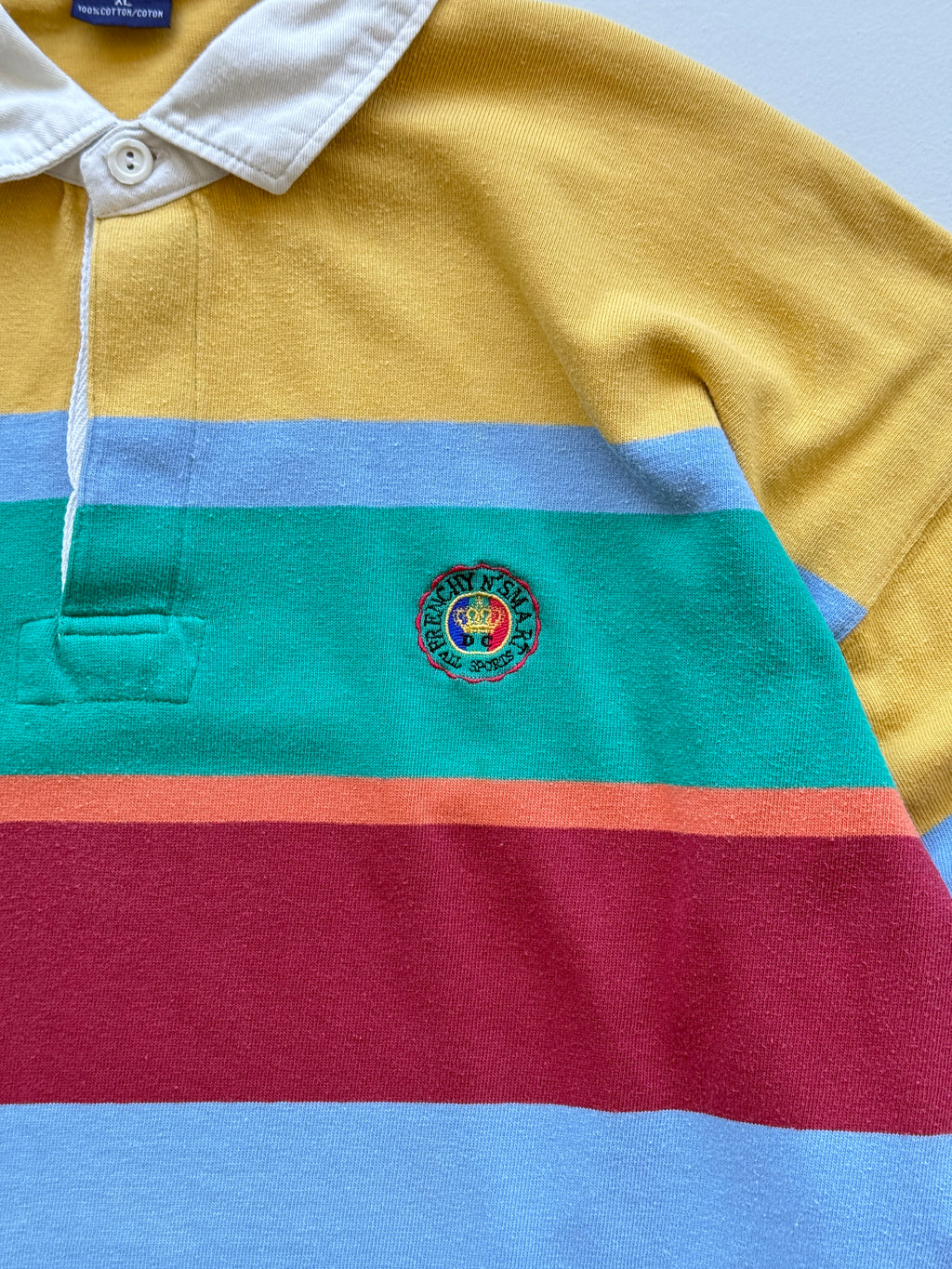Daniel Cremieux Multistripe 90's Vintage Long Sleeve Rugby Polo - Large