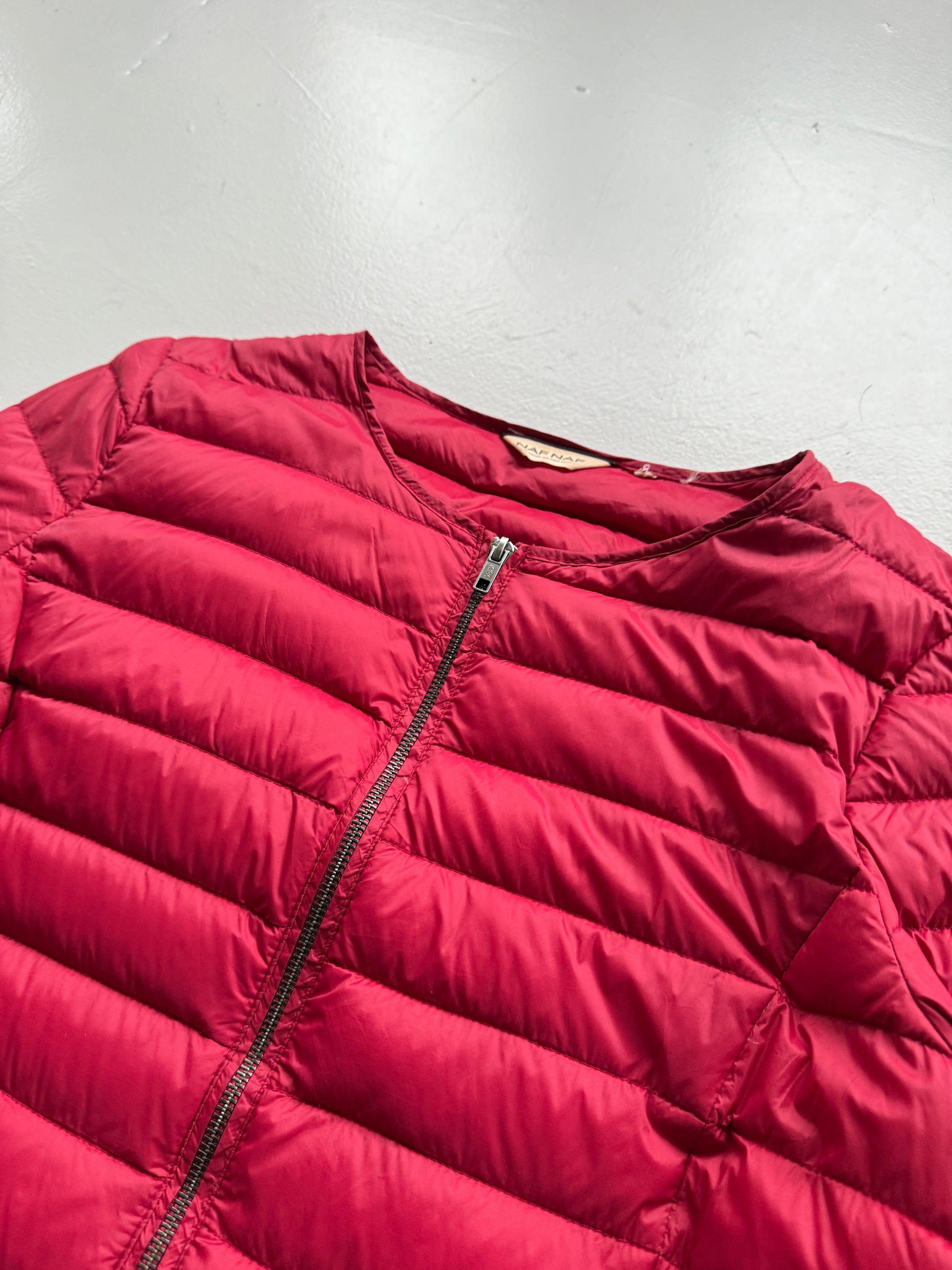 Red Naf Naf 00's Vintage Y2K Insulated Puffer Jacket - Size 10
