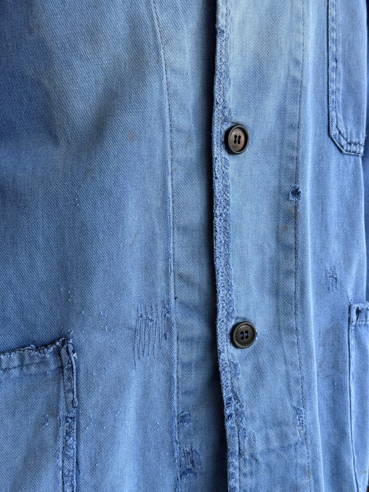 Thrashed Blue French 1950's Vintage Workwear Chore Jacket CH482 - Medium