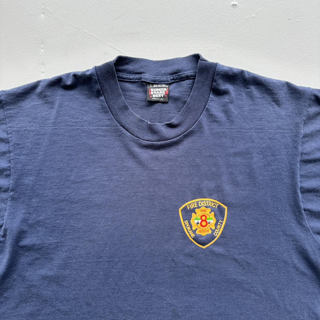 Fire District Navy 90s Vintage T-shirt - Medium