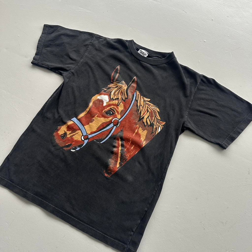 Black Horse 00s Vintage Graphic T-Shirt - Medium