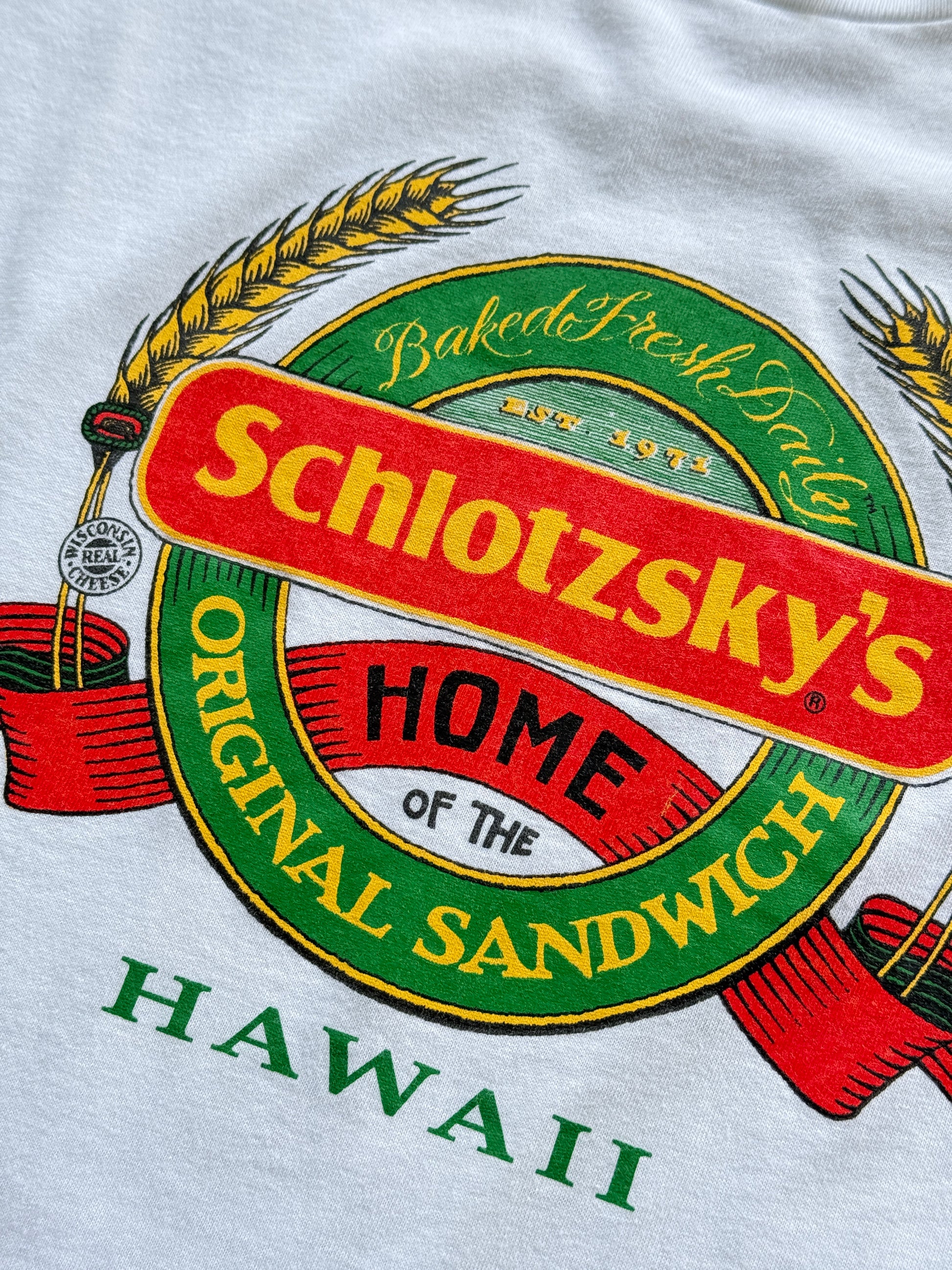 White Hawaii Sandwich Bar 90's Vintage Single Stitch Graphic T-Shirt - XL