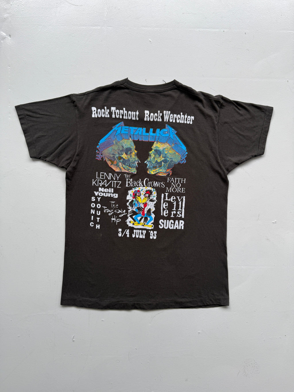 Faded Black German Rock 90's Vintage Metallica Sonic Youth T-Shirt - Medium