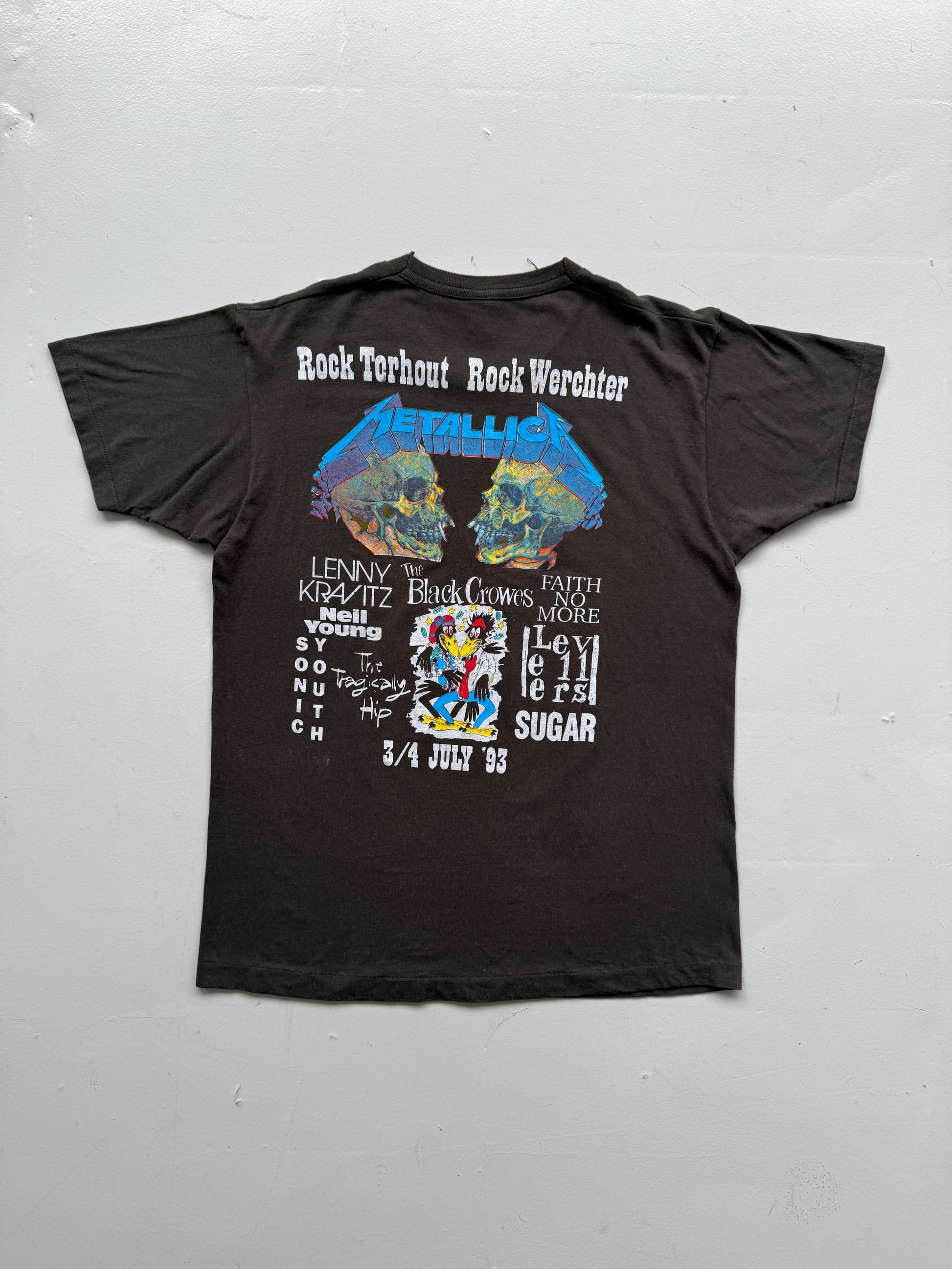 Faded Black German Rock 90's Vintage Metallica Sonic Youth T-Shirt - Medium