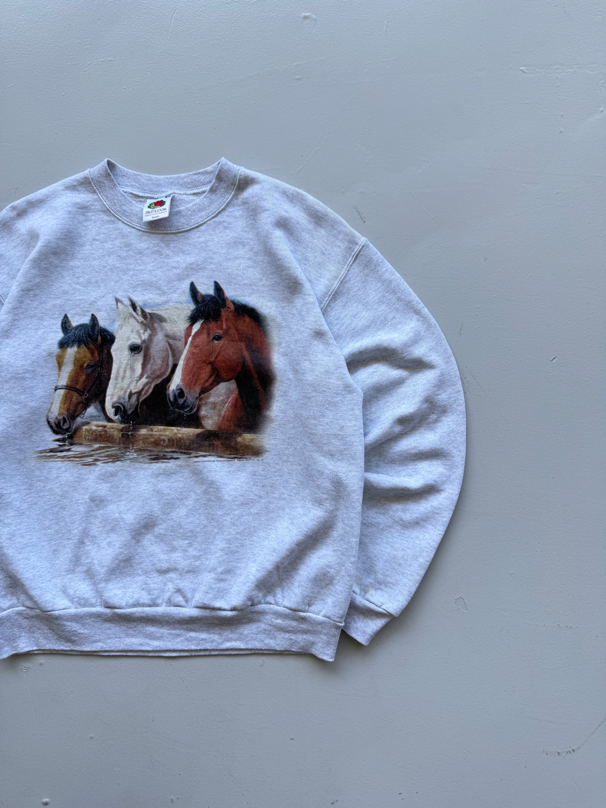 Three Horses Graphic 90's Vintage Sweatshirt - Small