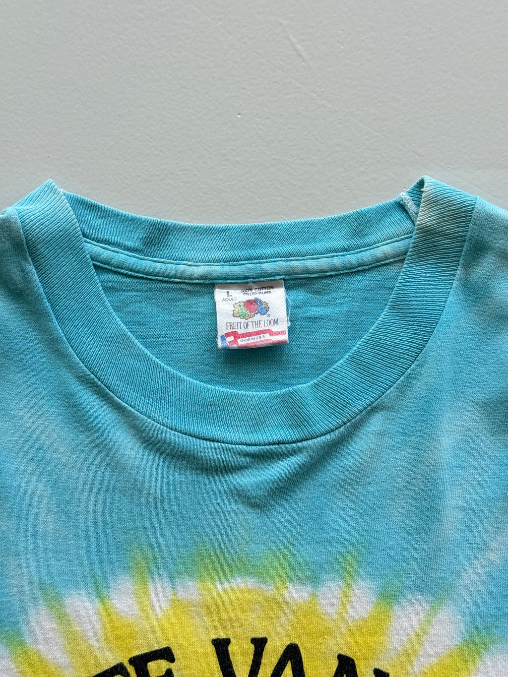 Blue Tie-Dye 90's Vintage Tourist Graphic Single Stitch T-Shirt - Medium