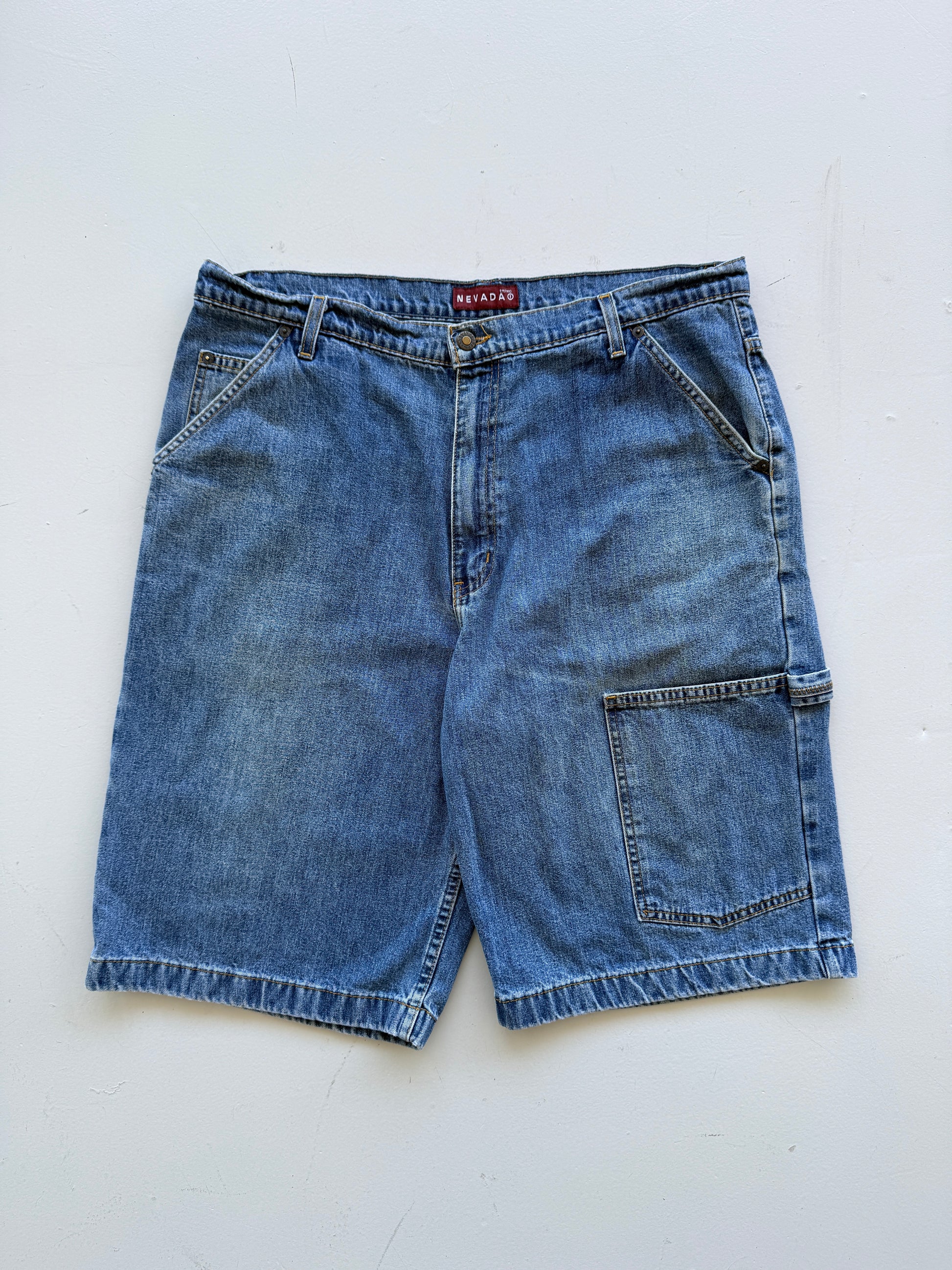 Blue Nevada 00's Vintage Baggy Carpenter Denim Shorts - W38 x L11.5