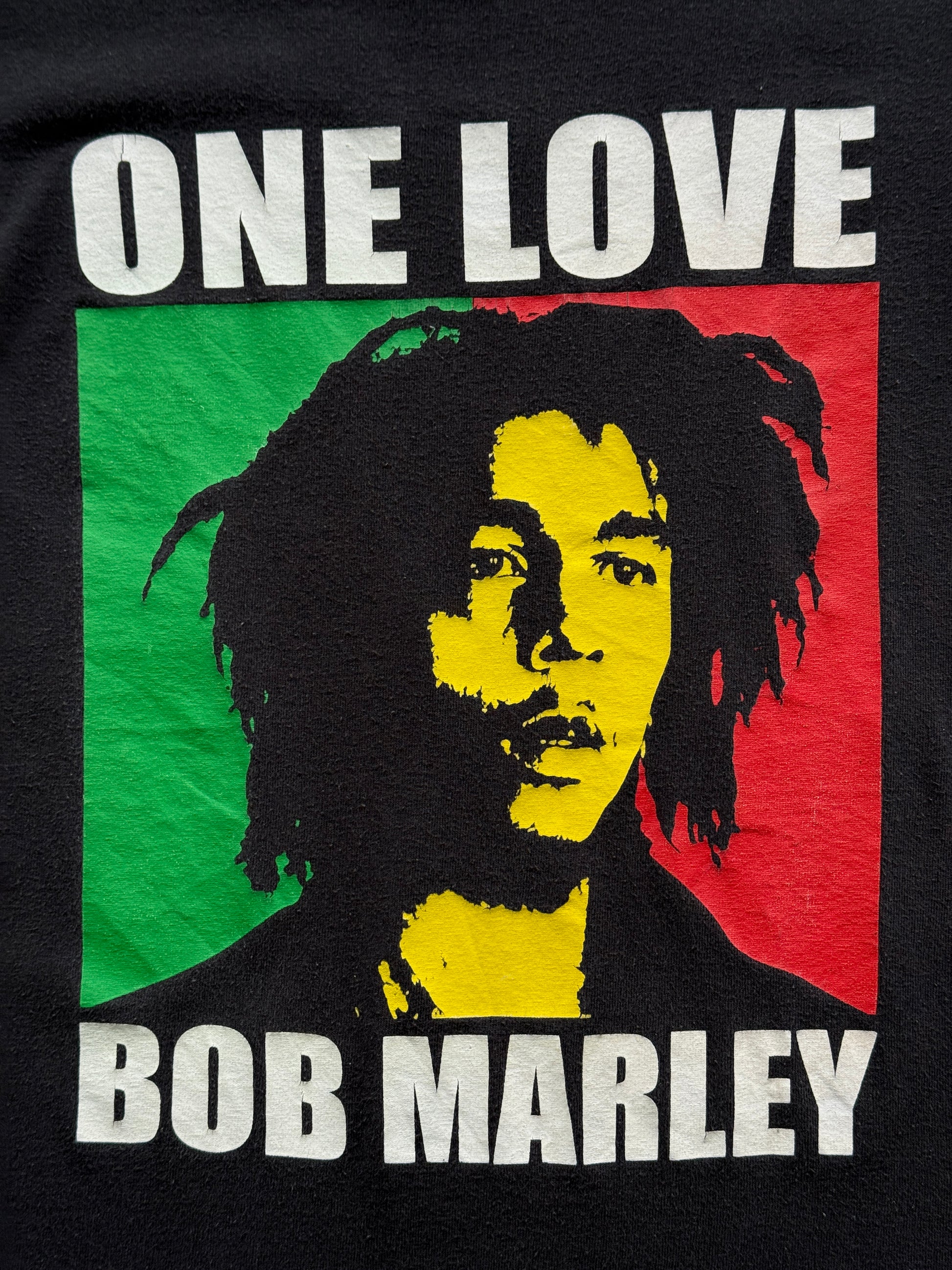 Black Bob Marley 00's Vintage Trashed Graphic Baby Tee T-Shirt - Small