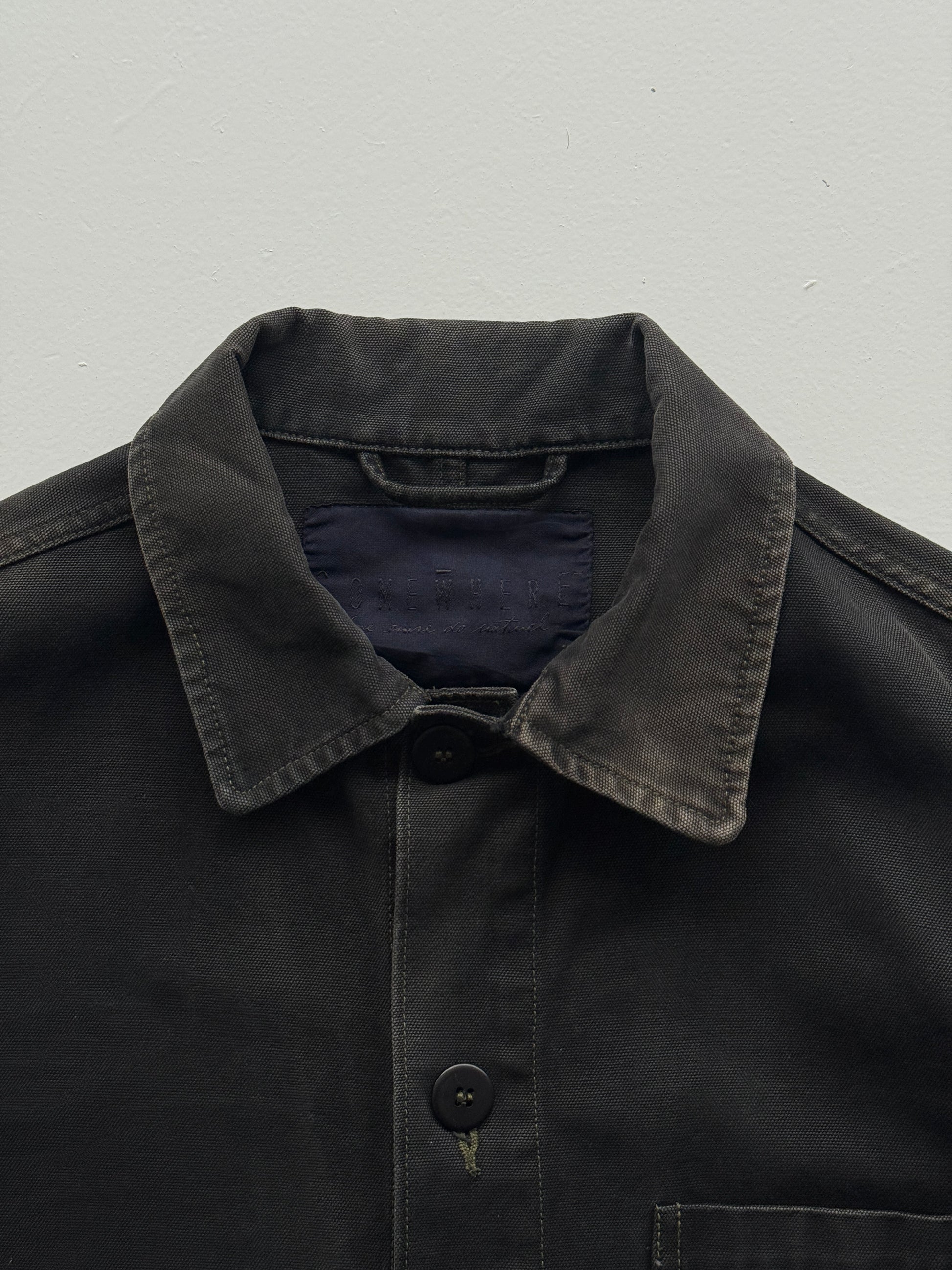Black French Chore Jacket 90's Vintage Canvas Workwear CH217- Small