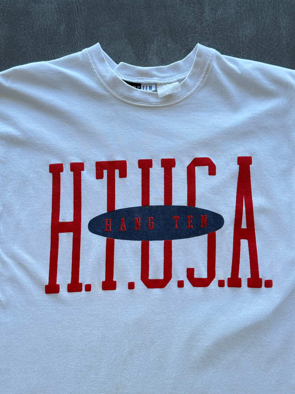 White Hang Ten H.T.U.S.A. 90's Vintage Graphic T-Shirt - Small