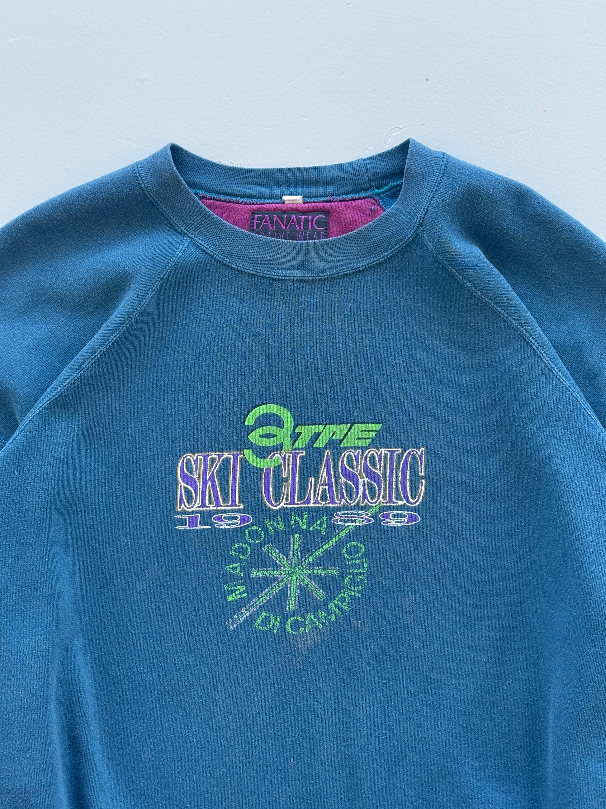 Blue Fanatic 80's Vintage Ski Graphic Sweatshirt Jumper - Large