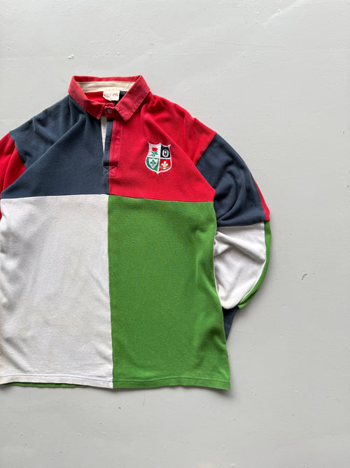 British and Irish Lions 80's Vintage Long Sleeve Rugby Jersey Polo - Large