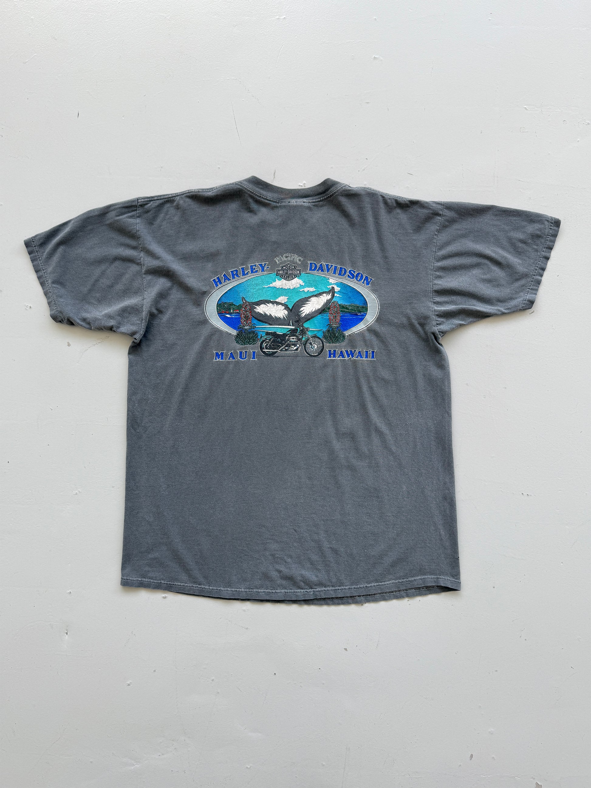 Grey Harley Davidson 90's Vintage Sun Faded Graphic T-Shirt - XL