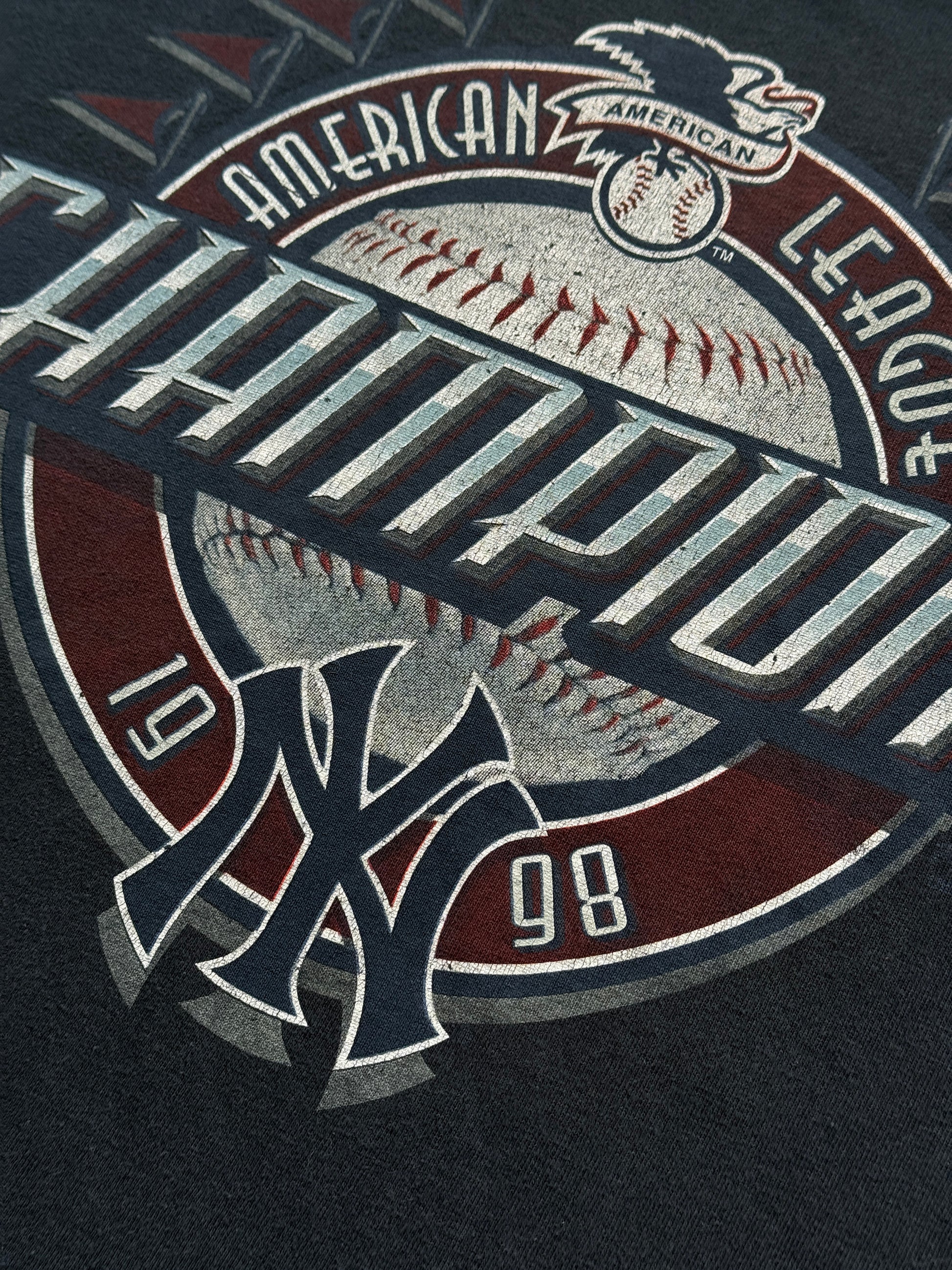 Navy Blue Overdyed New York Yankees 00's Vintage Baseball Graphic T-Shirt - XL