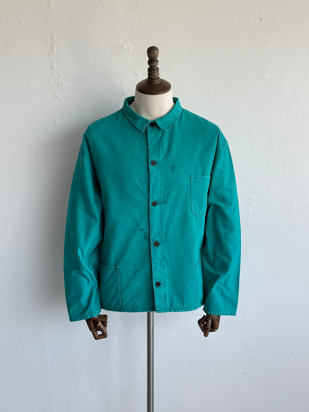 Turquoise French 1970's Vintage Workwear Chore Jacket CH485 - Medium