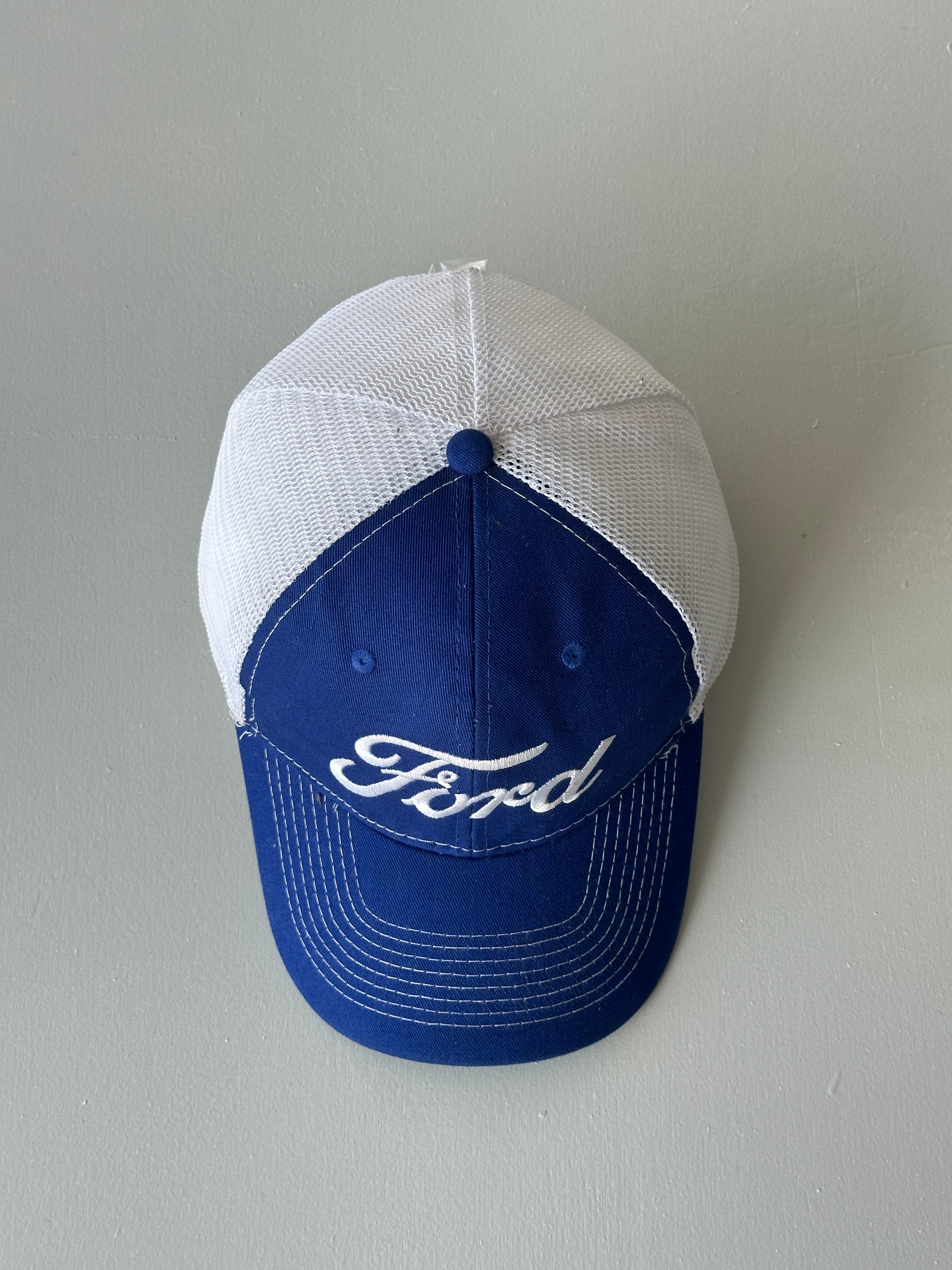 Blue / White Ford Vintage Mesh SnapBack Trucker Cap