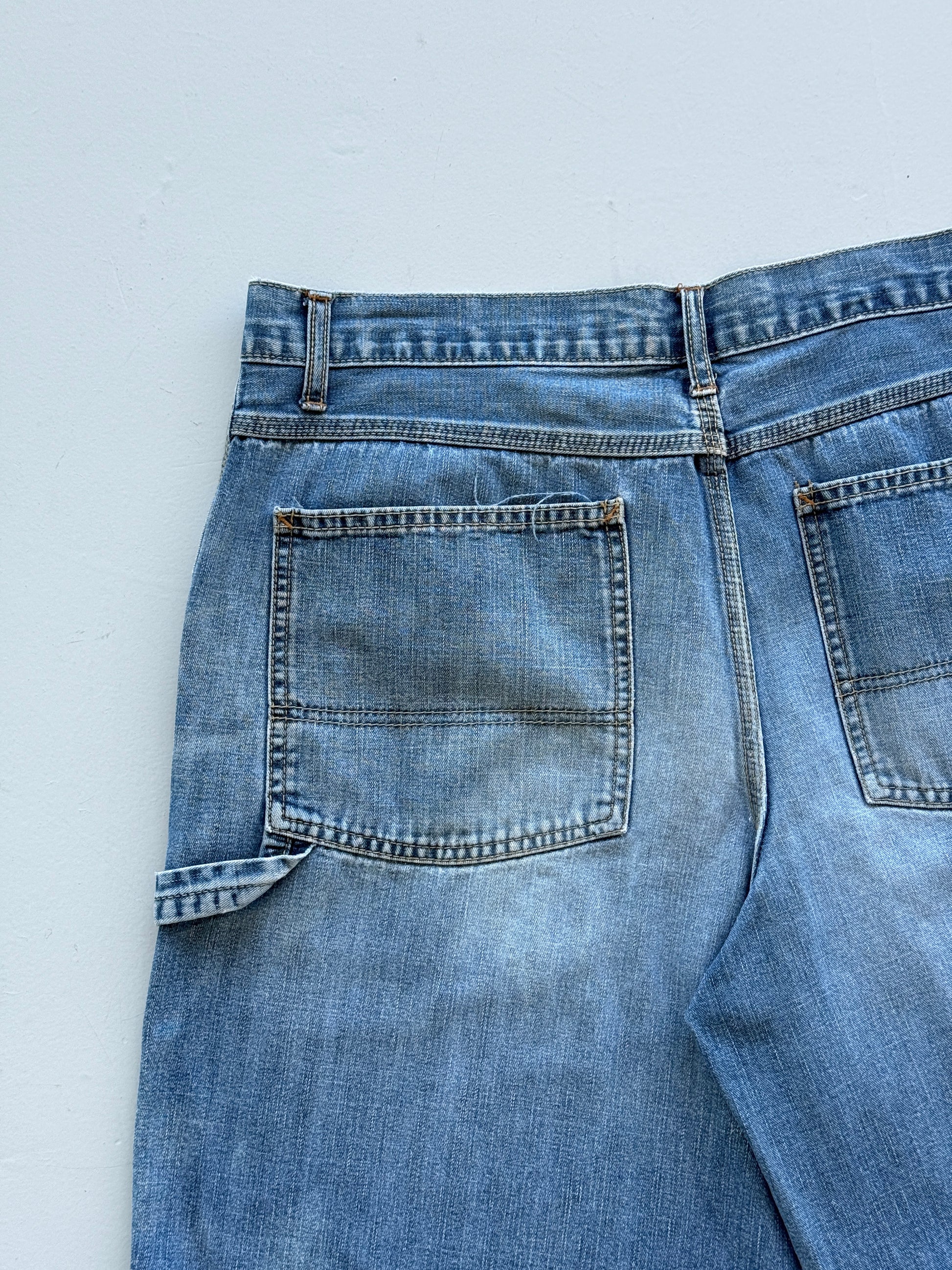 Light Blue Old Navy 00's Vintage Y2K Baggy Carpenter Denim Shorts - W34 x L12.5