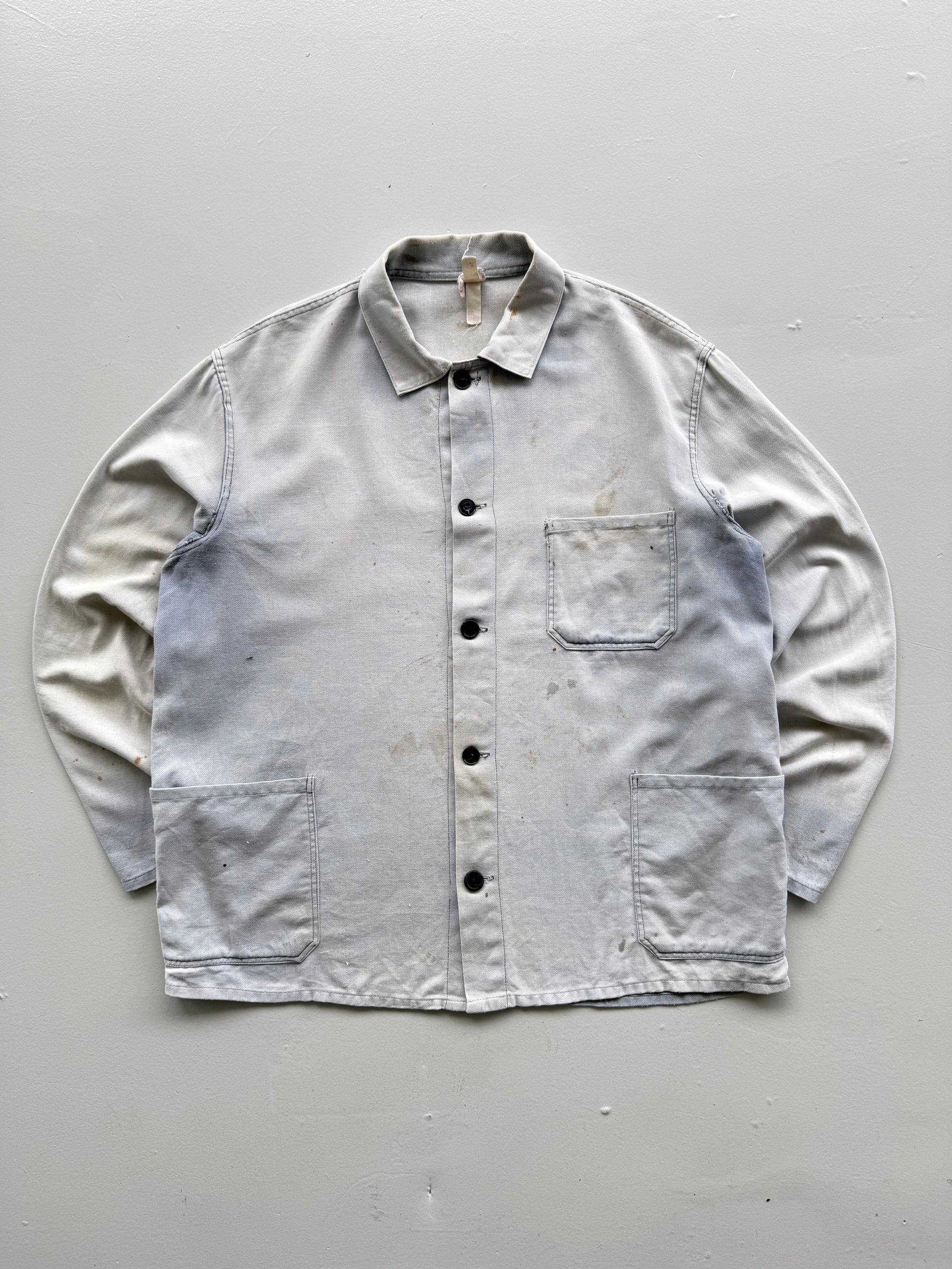 Faded White French Chore Jacket 70's Vintage Workwear CH220 - Medium