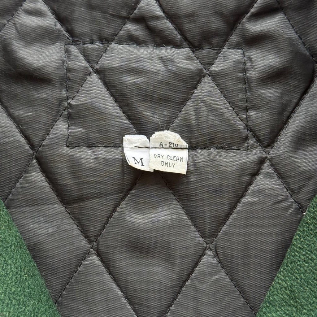 Green Rolling Rock Beer 80s Wool Leather Varsity Jacket - Medium