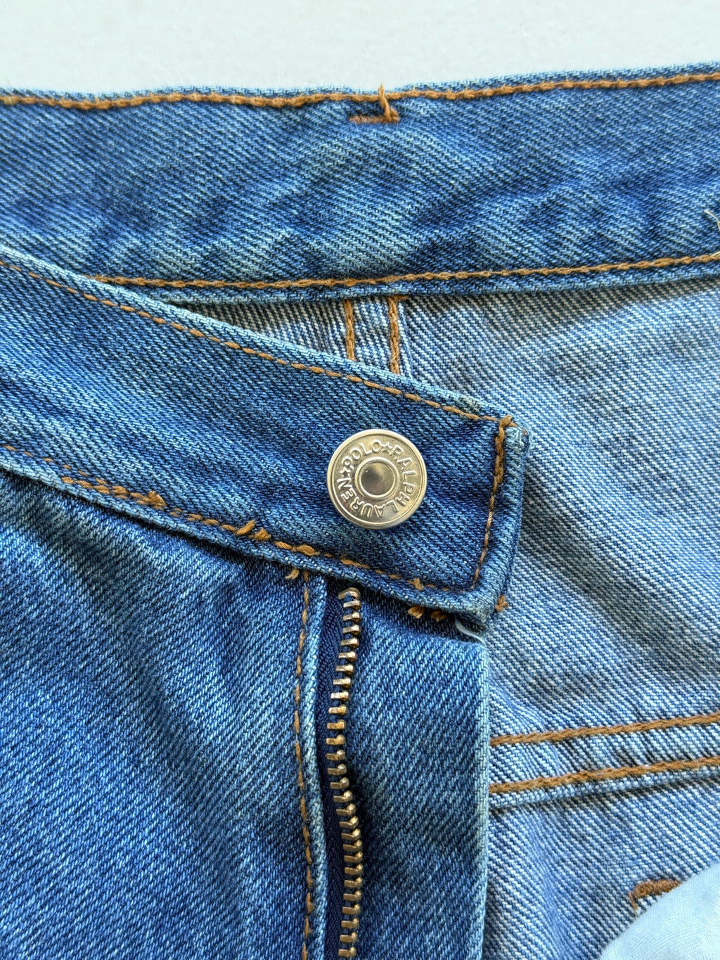 Mid Blue Polo Sport 90's Vintage Baggy Carpenter Denim Shorts - W34 x L12