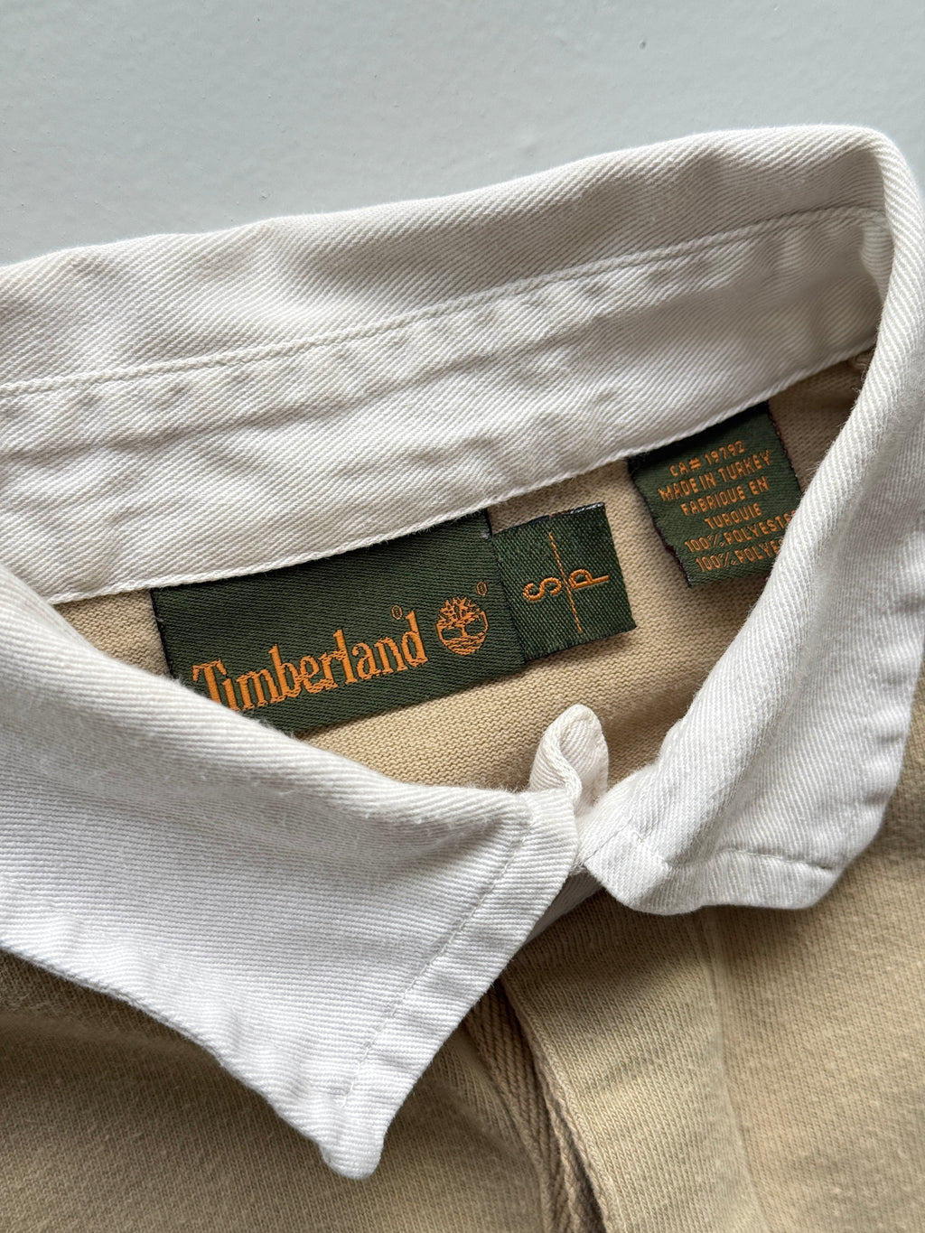 Cream Timberland 00's Vintage Long Sleeve Rugby Polo Jersey - Small
