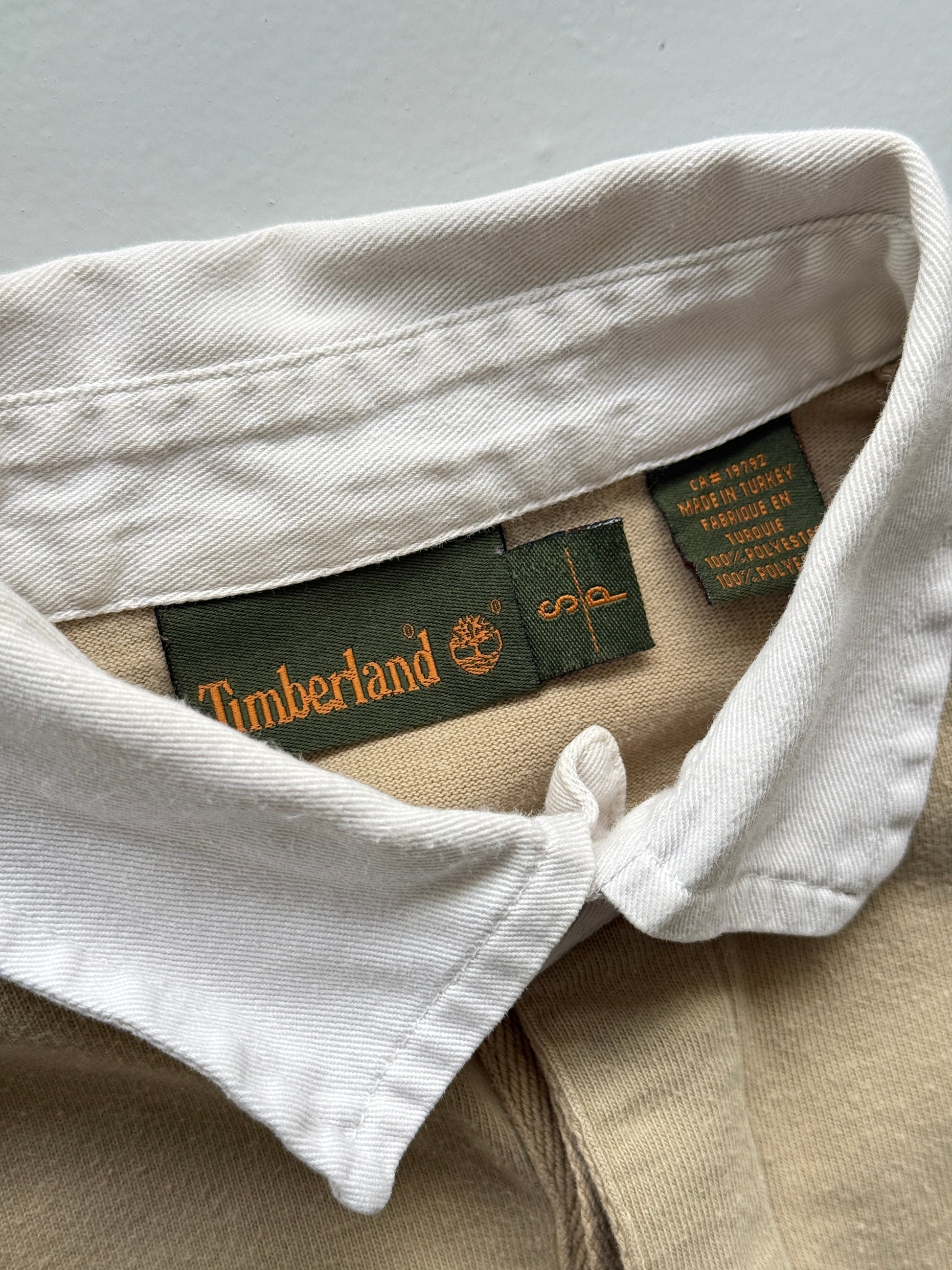 Cream Timberland 00's Vintage Long Sleeve Rugby Polo Jersey - Small