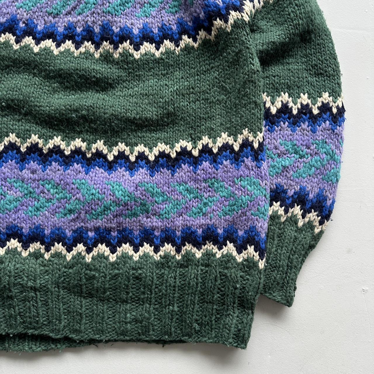 Green Ecuadorian 80s Chunky Knit Jumper - Large
