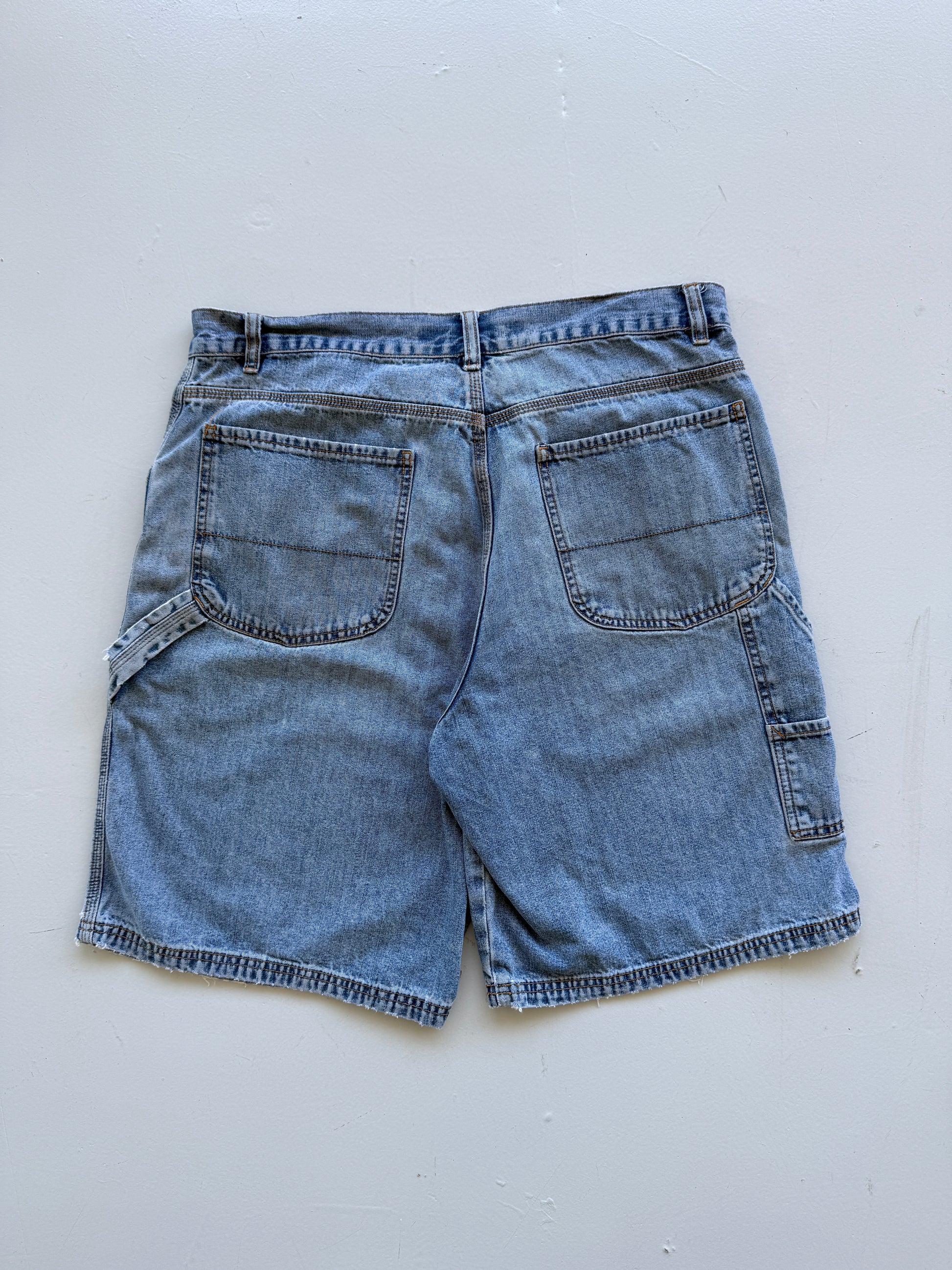 Blue HS 00's Vintage Y2K Baggy Carpenter Style Denim Shorts - W36 x L9