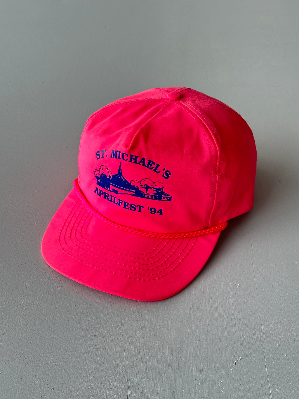 Neon Pink St. Michael's Aprilfest '94 Vintage SnapBack Trucker Cap