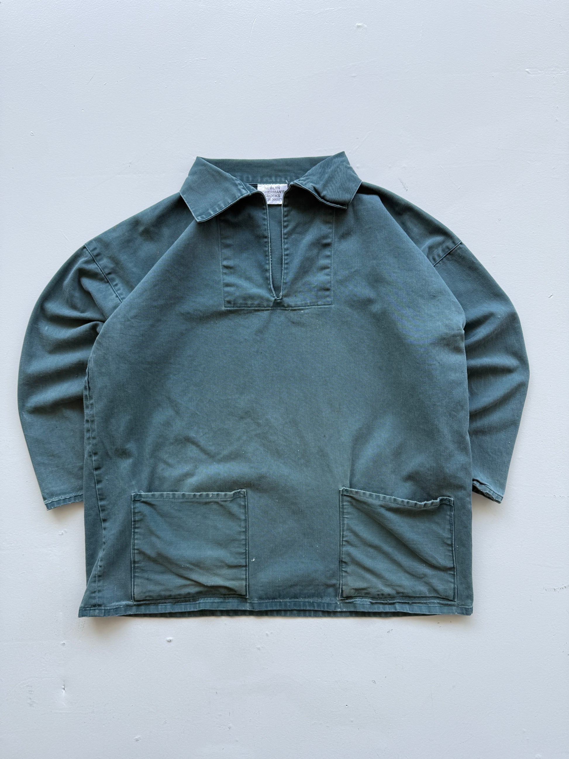 Newlyn Fisherman's Smocks Faded Green Vintage Fisherman Smock - XL