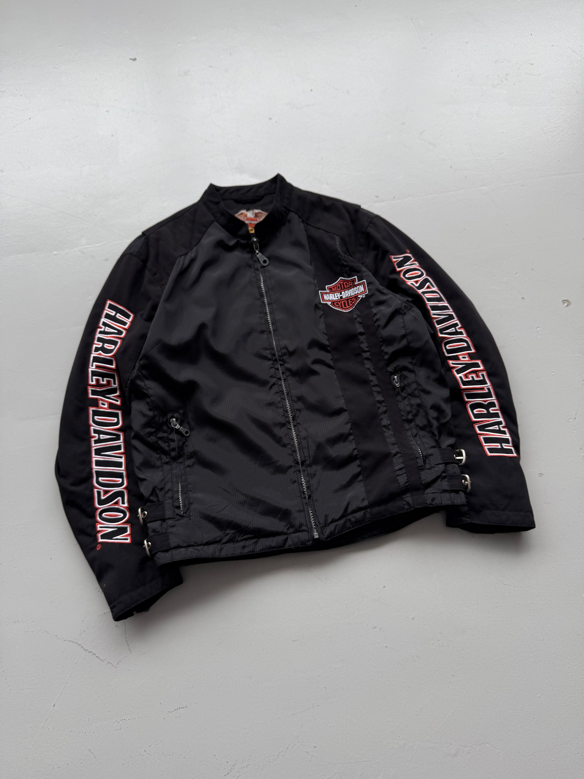 Black Harley Davidson 90's Vintage Biker Jacket - Small