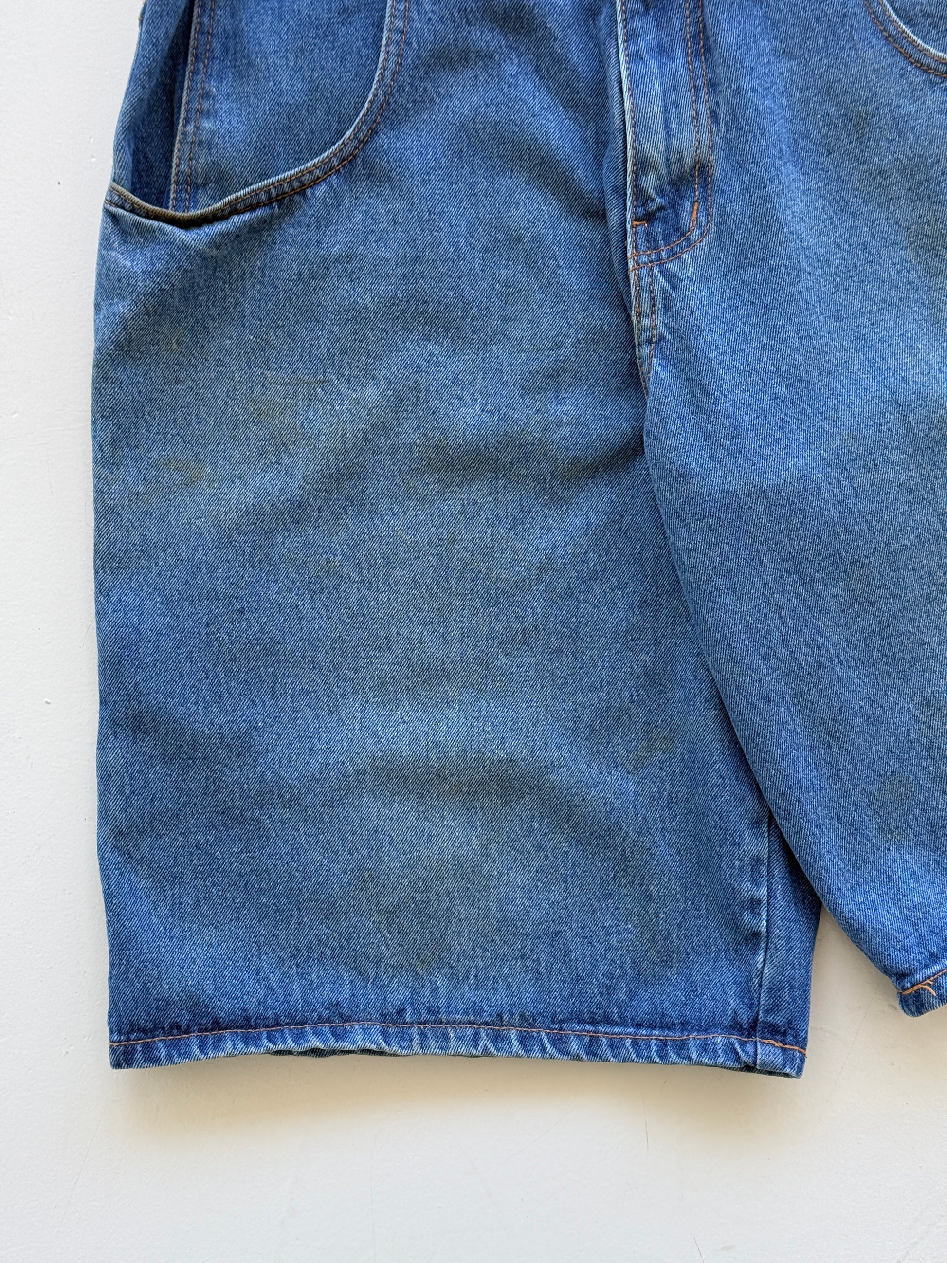 Mid Blue Polo Sport 90's Vintage Baggy Carpenter Denim Shorts - W34 x L12