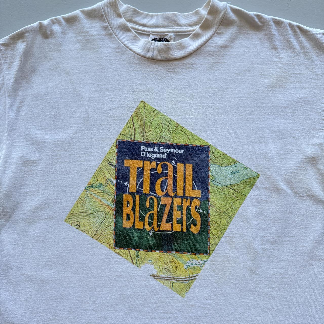 White / Cream Trail Blazers Vintage 90s T-shirt - XL