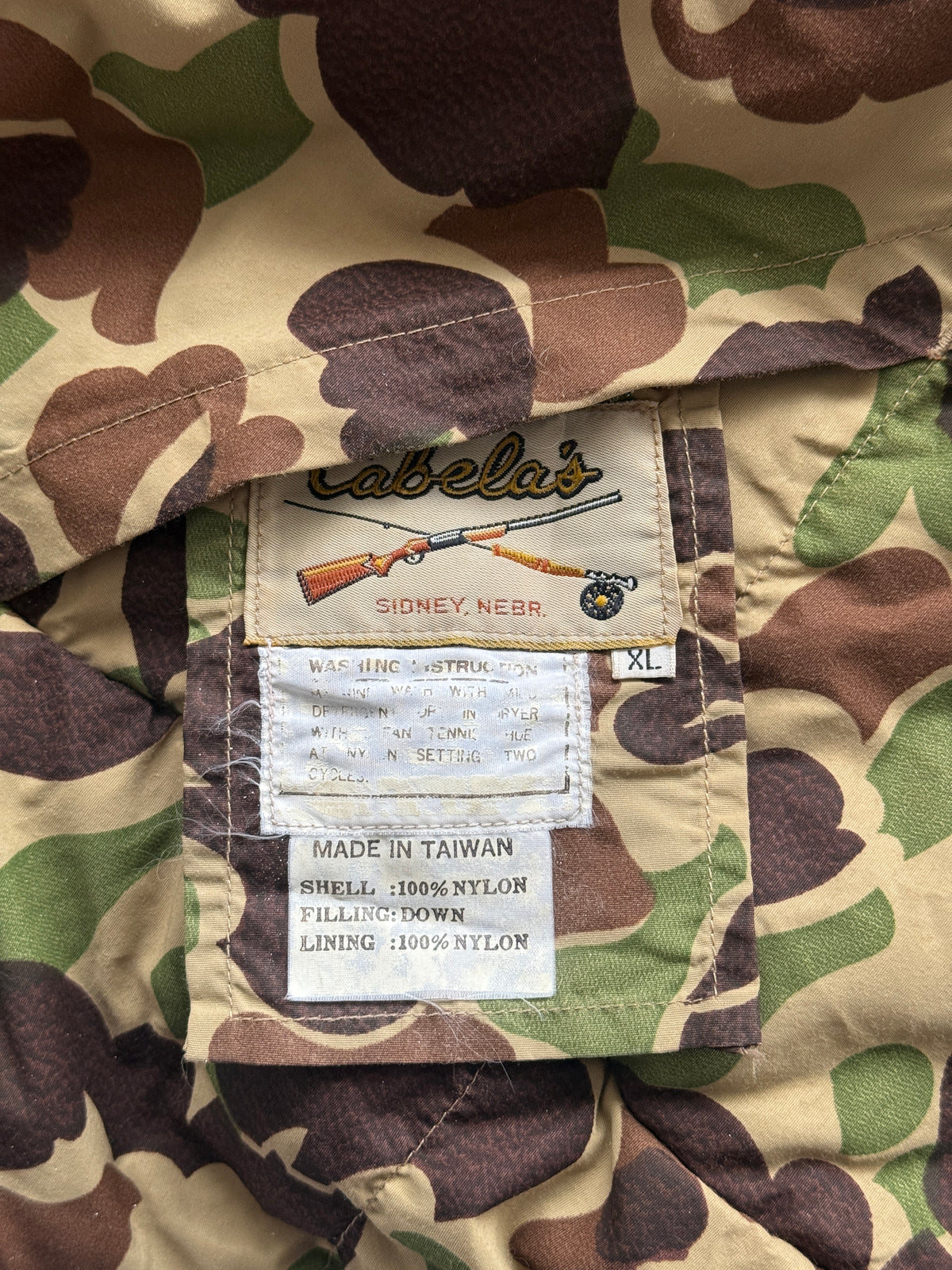 Cabela's Camo & Blaze Orange Reversible 80's Vintage Hunting Puffer Jacket - XL