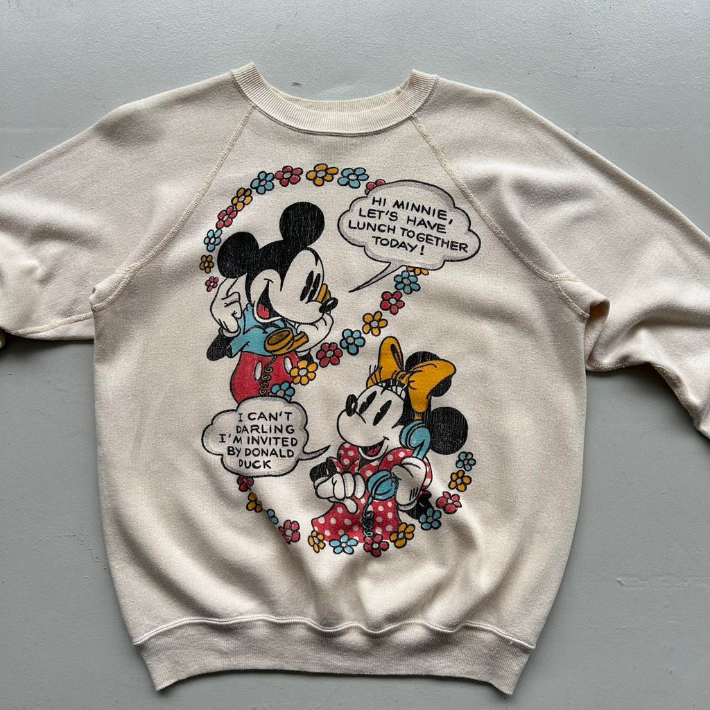 White Rare 80’s Vintage Disney Mickey Minnie Graphic Sweatshirt - XS Mens / Women’s 8