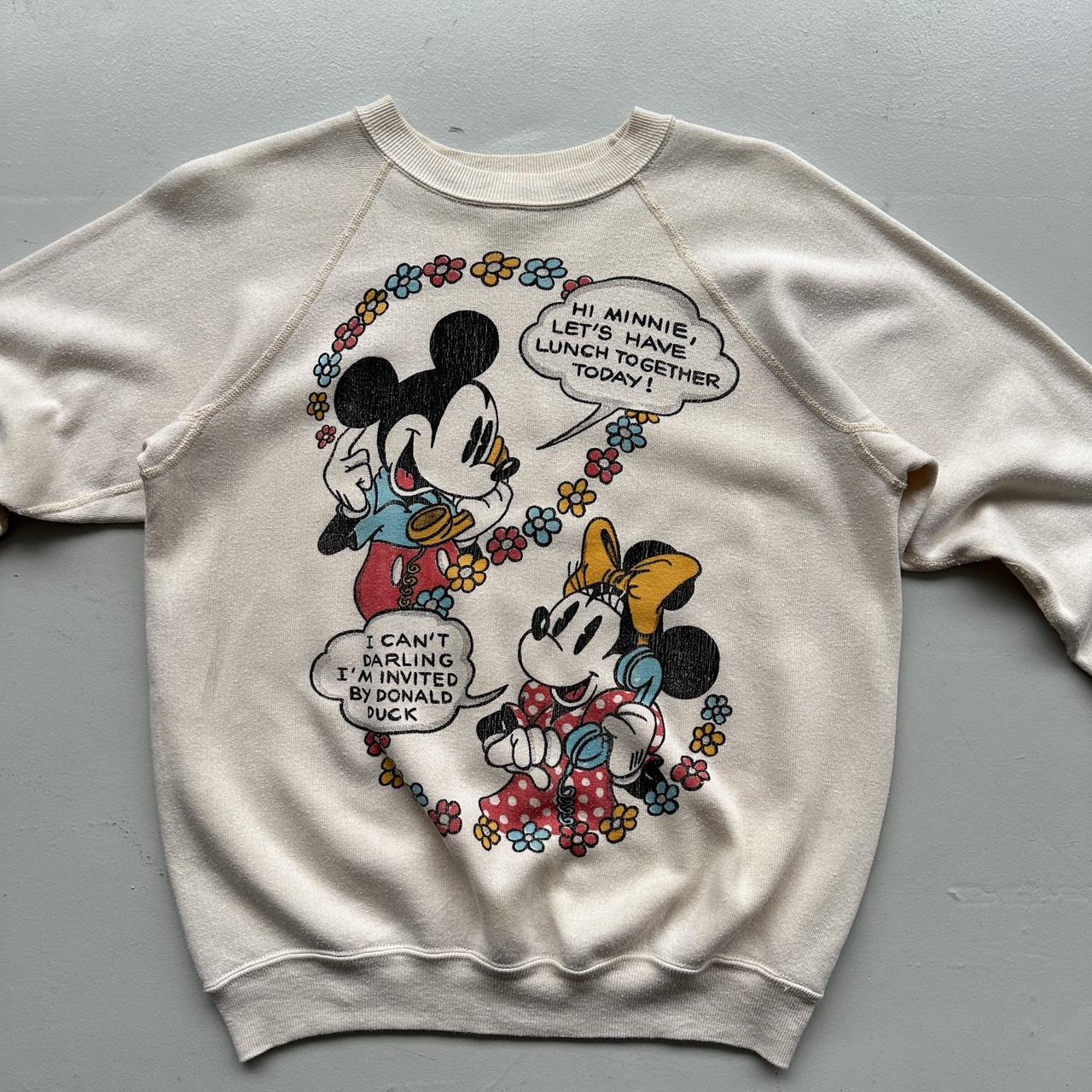 White Rare 80’s Vintage Disney Mickey Minnie Graphic Sweatshirt - XS Mens / Women’s 8