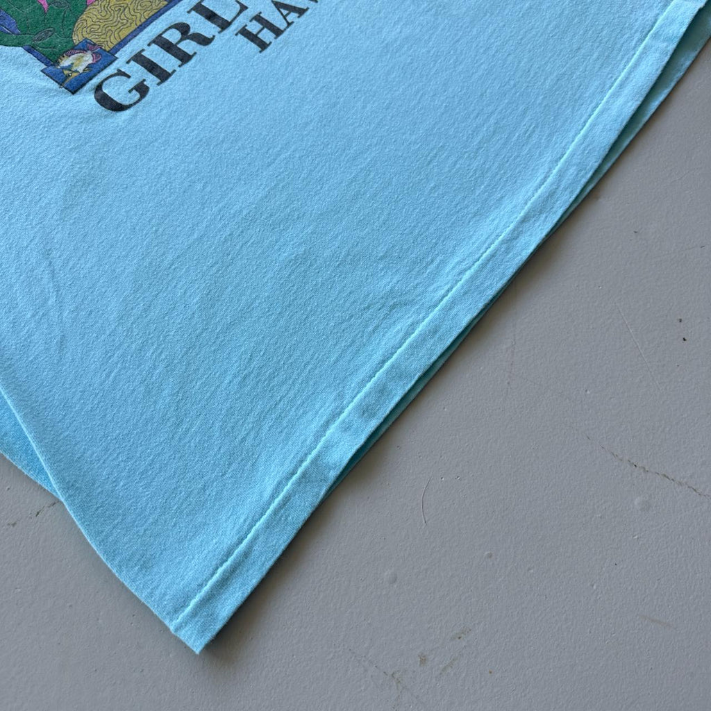Aqua Blue Girl Scouts Hawaii 90s Vintage T-shirt - XL
