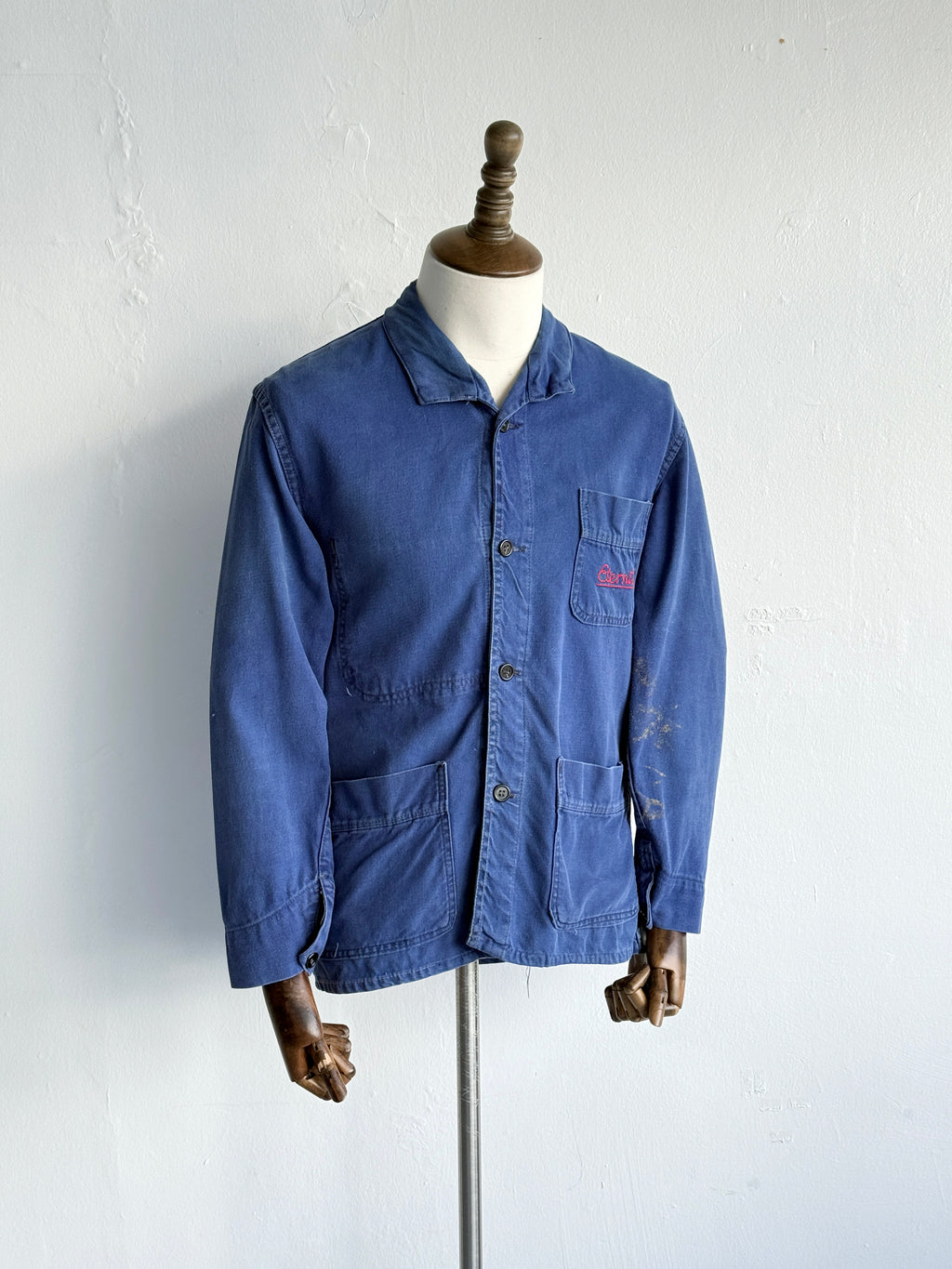 Blue French Eternit 1950s/60s Vintage Workwear Chore Jacket CH492 - Small